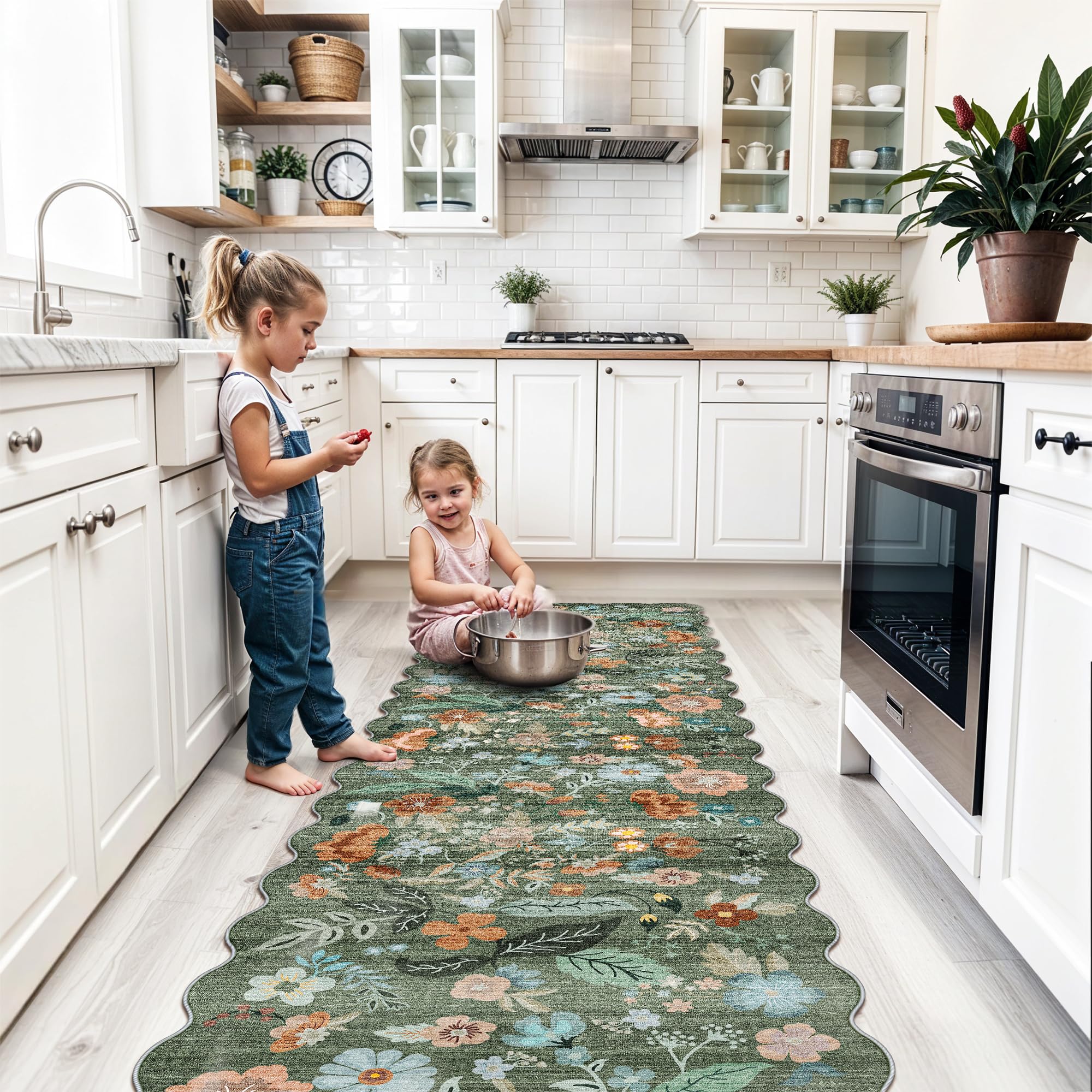 Washable 2x8 Hallway Runner Rug: Water-Resistant Kitchen Rug Soft Bedroom Carpet Non-Slip Indoor Hardwood Floor Mat for Entryway