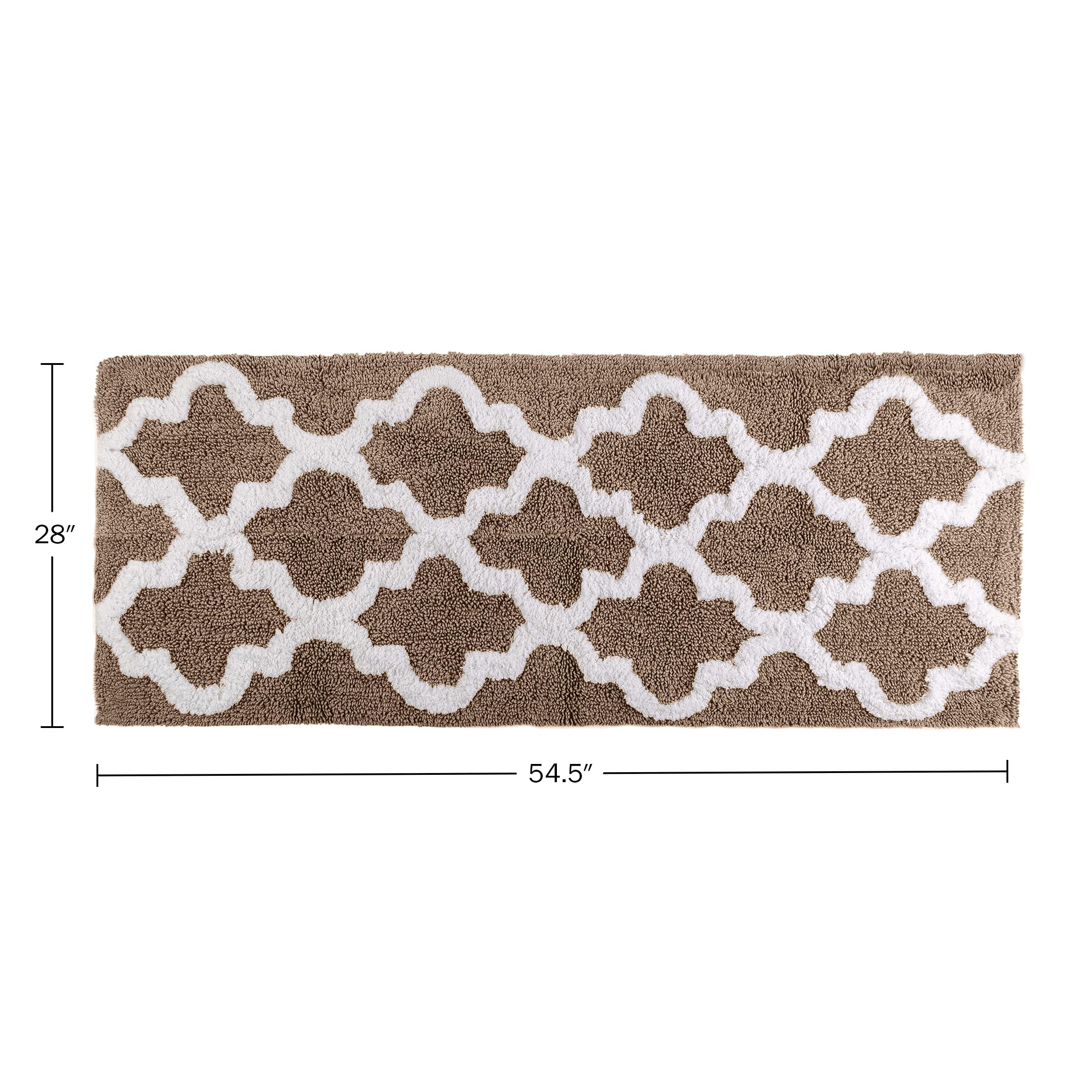 Lavish Home 100% Cotton Trellis Bathroom Mat - 24x60 inches - Taupe