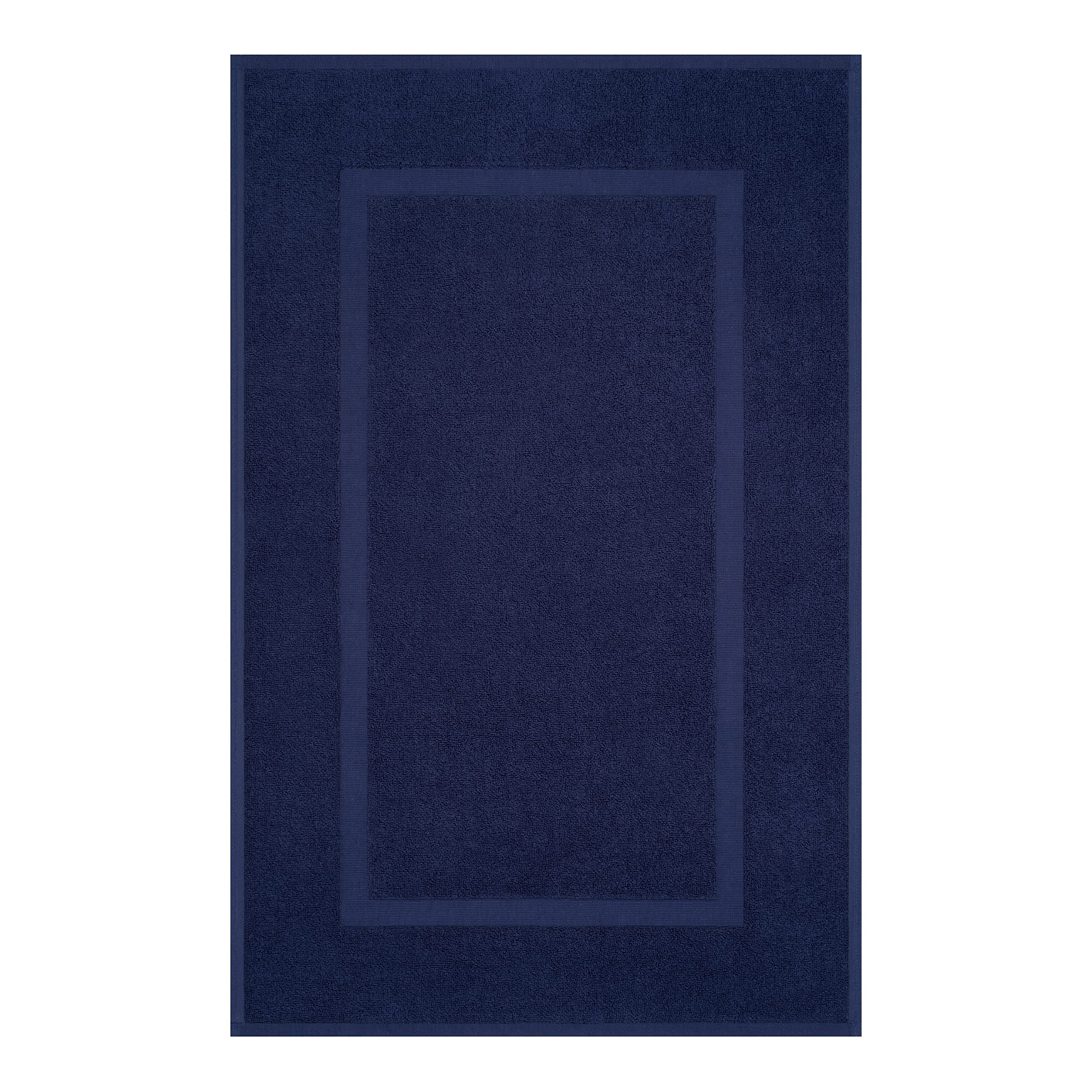 Cotton Paradise 100% Cotton Bath Mats for Bathroom  2 Packed  34 in by 20 in Bath Mat Rugs for Bathroom  Soft Absorbent Machine Washable  Navy Blue Towel Bath Mat