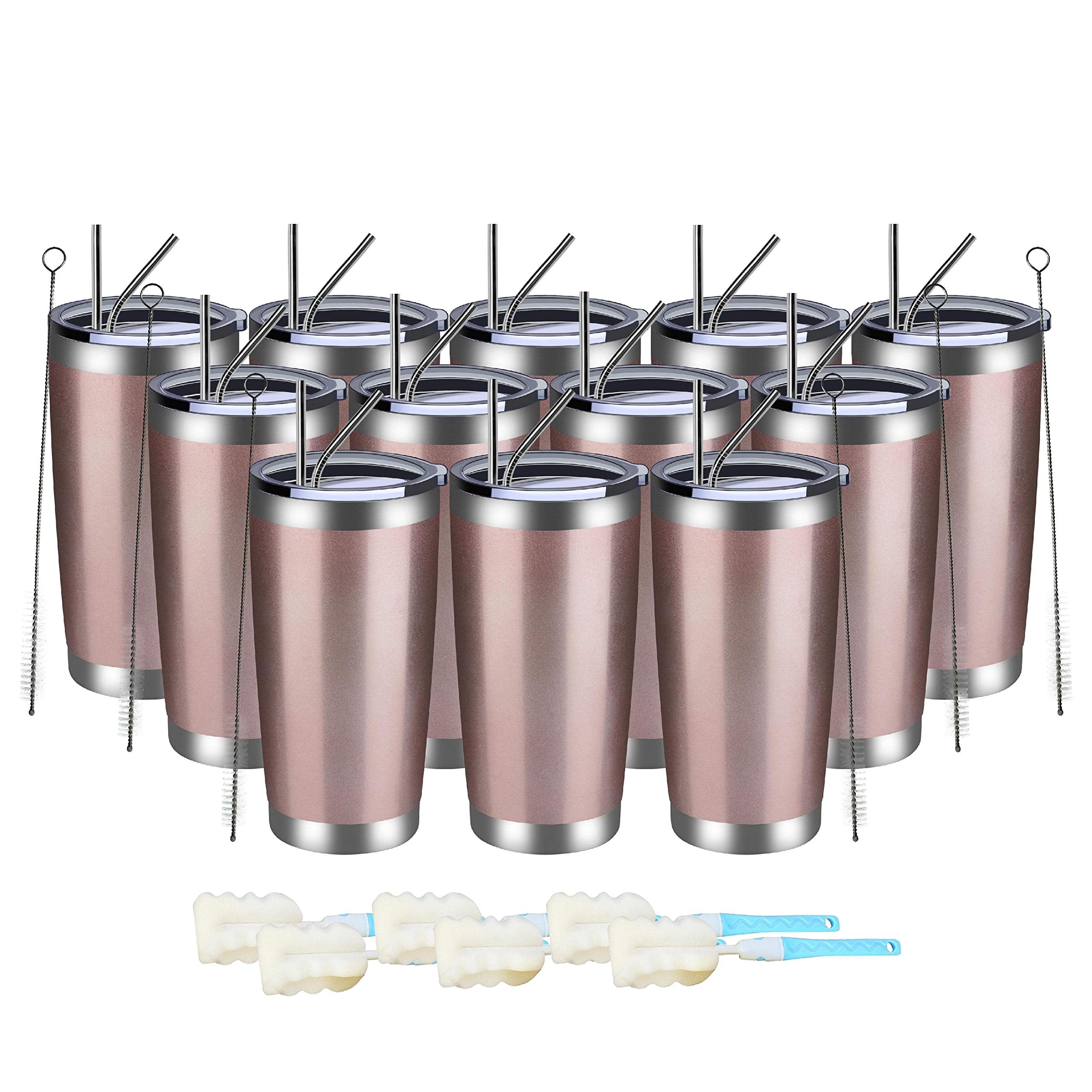 Meway 20Oz Tumbler 12 Pack Double Wall Vacuum Insulated Travel Mug Bulk, Stainless Steel Tumblers With Lid And Straw, Durable Po