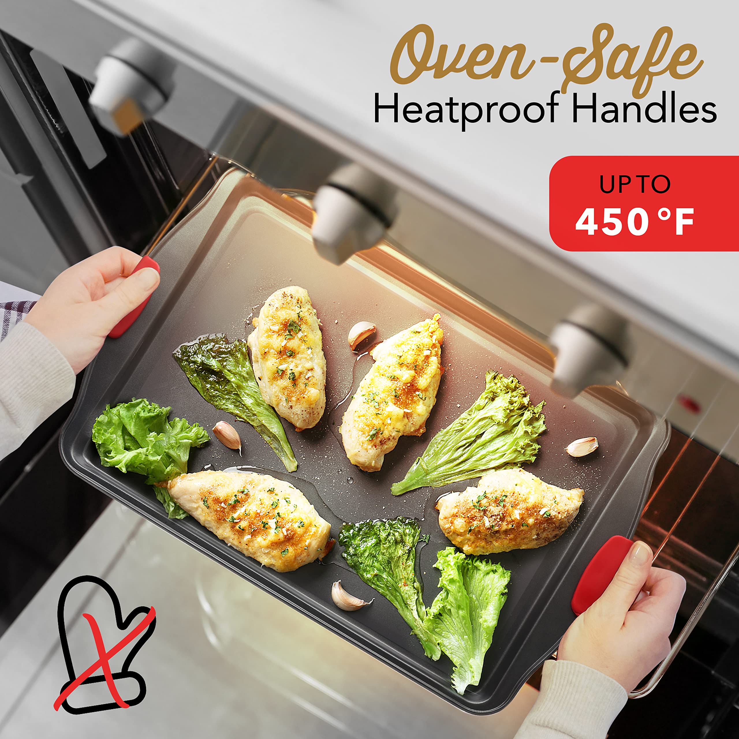 Baking Pan Set  15 Piece Premium Baking Set  Nonstick Bakeware Sets BPA Free  Cookie Sheets for Baking Nonstick Set  Steel Baking Sheets for Oven with Muffin Pan  Cake Pan & Kitchen Utensils - Black