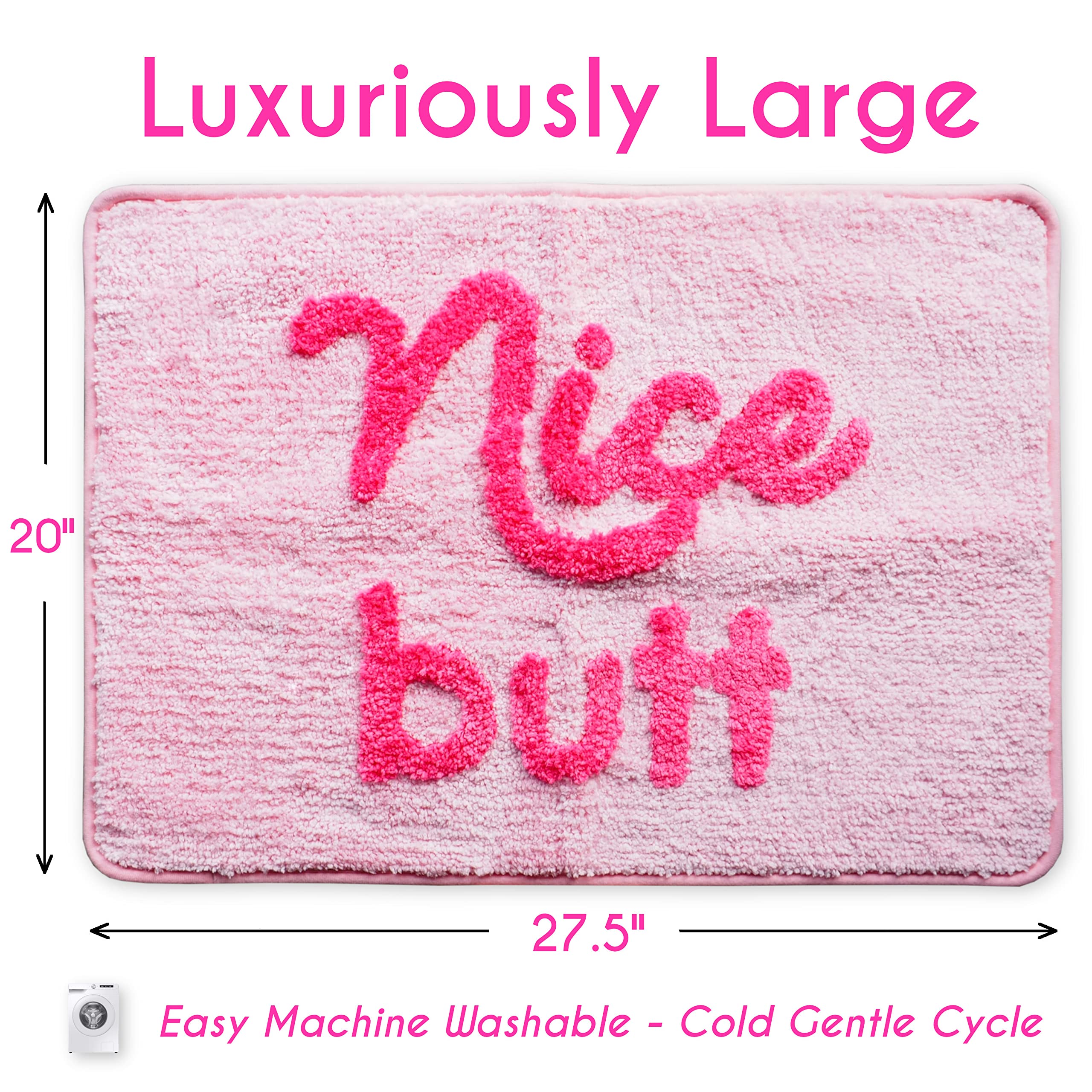 Nice Butt Bath Mat Pink Bum Funny Cute Bathroom Rugs Peach Blush Rug Shower Funny Bathroom Decor for Girls Fun Cute Bath Mat Non-Slip Washable