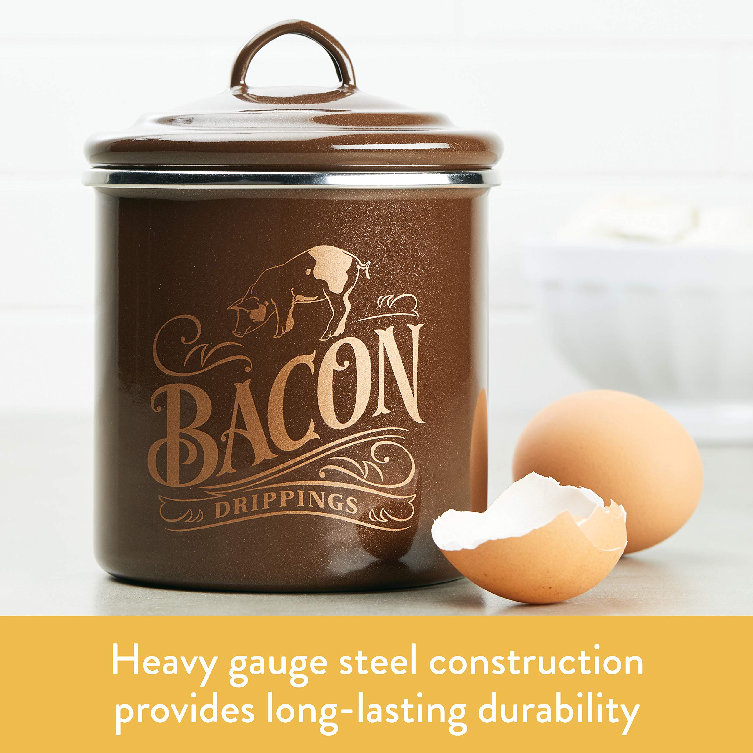 Ayesha Curry Bacon Grease Can - Enamel on Steel, 4 Inch, Brown Sugar, Model 46950