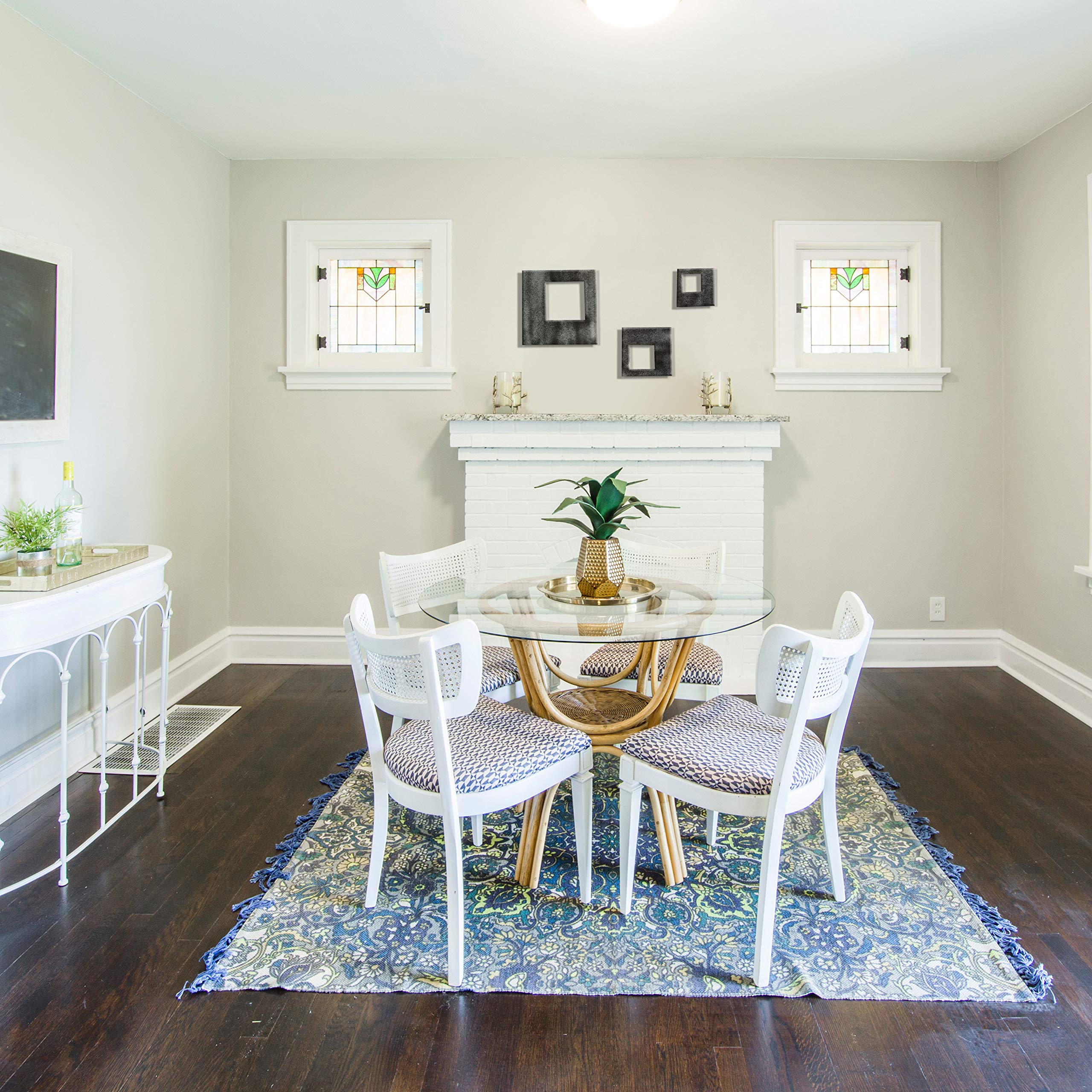 Contemporary Squares Metal Decor Set, Silver Vein