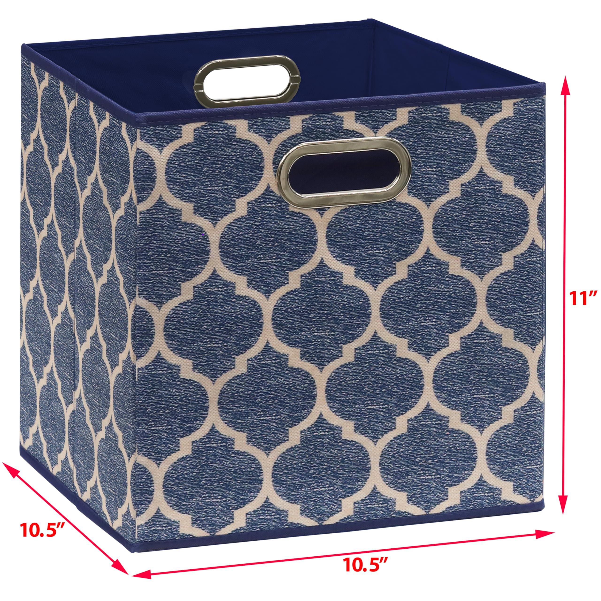 Simple Houseware 6 Pack Printing Fabric Cube Storage Bin With Handle, Steel Blue