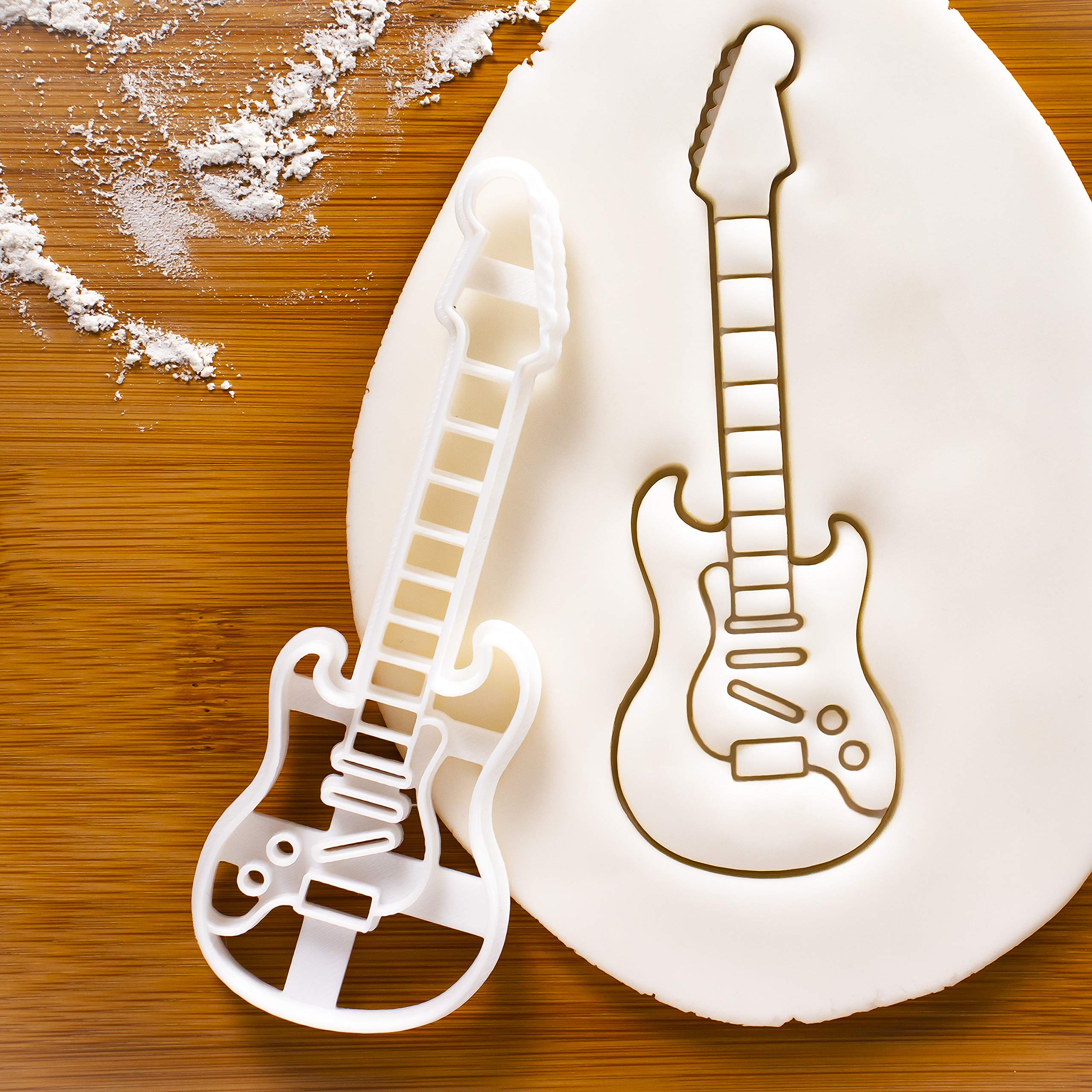 Set Of 2 Guitar Cookie Cutters (Designs: Acoustic And Electric Guitar), 2 Pieces - Bakerlogy