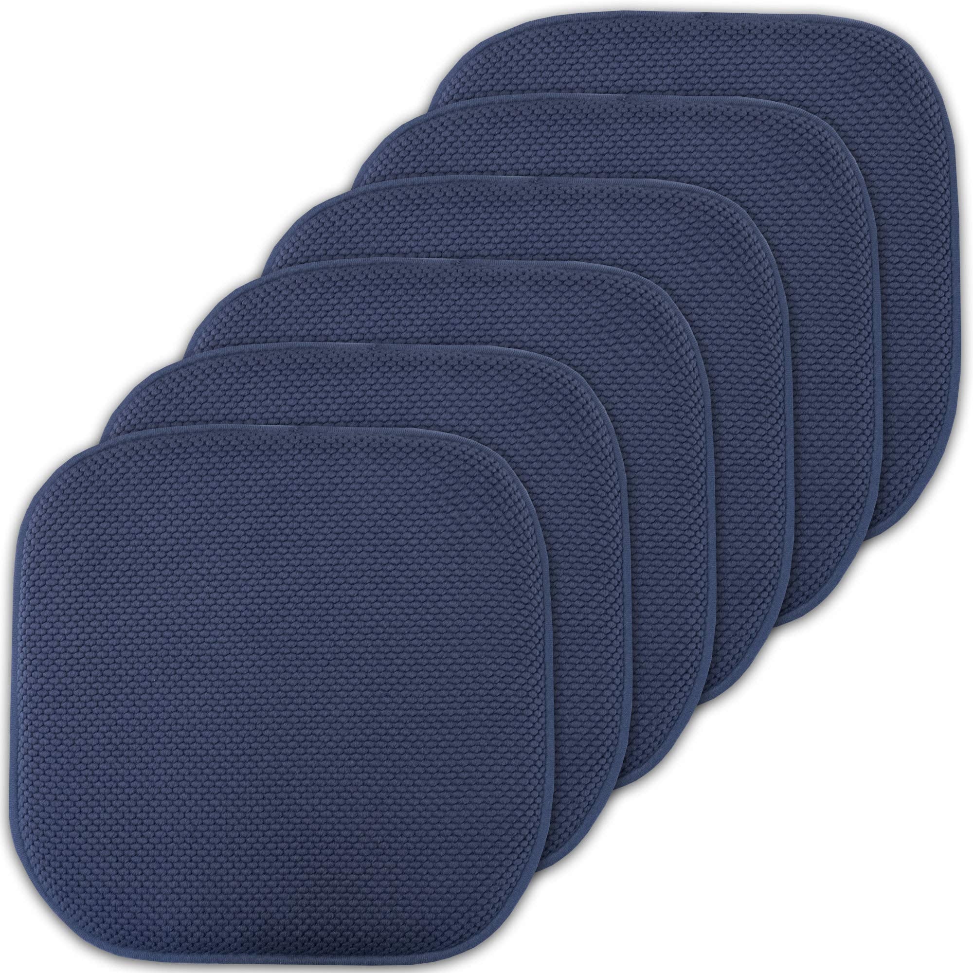 Sweet Home Collection Cushion Memory Foam Chair Pads Honeycomb Nonslip Back Seat Cover 16 X 16 6 Pack Navy Blue