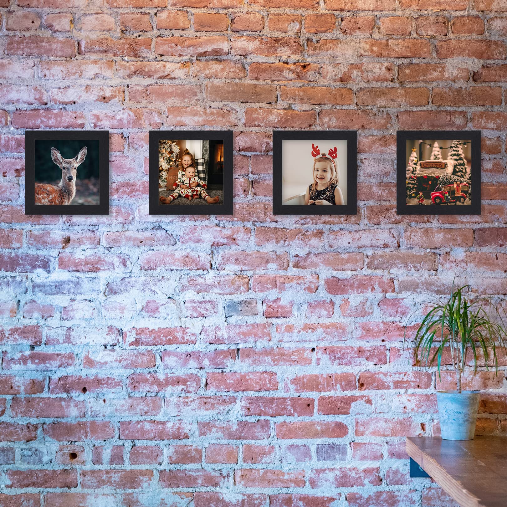 TOFOREVO 5x5 Picture Frames Set of 6 Black Wood Grain Photo Frame for Gallery Wall Mounting or Tabletop Display