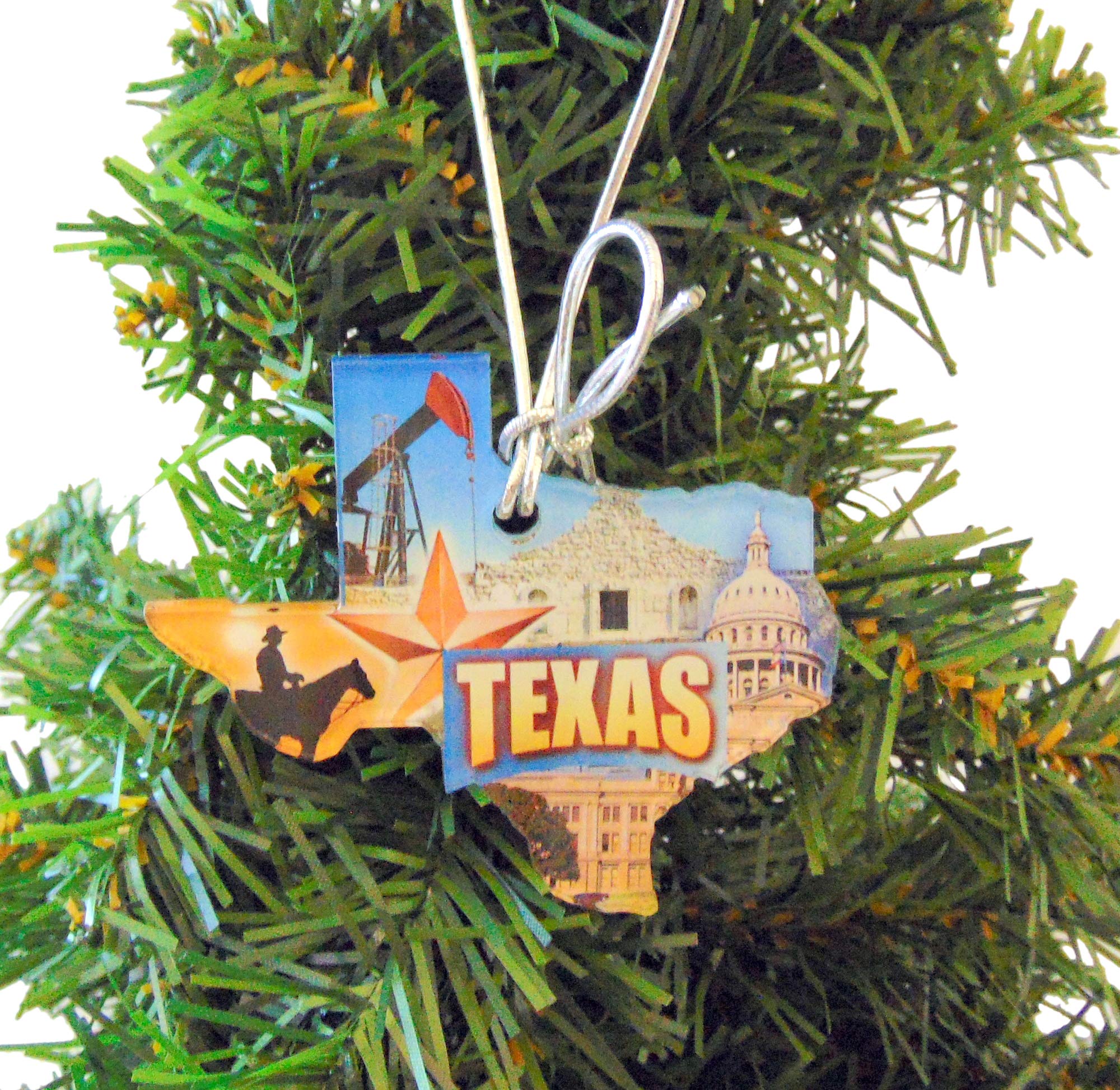 Texas Christmas Ornament Decoration Acrylic Christmas Tree Lone Star State Shape Souvenir Holiday Decoration Made in The USA