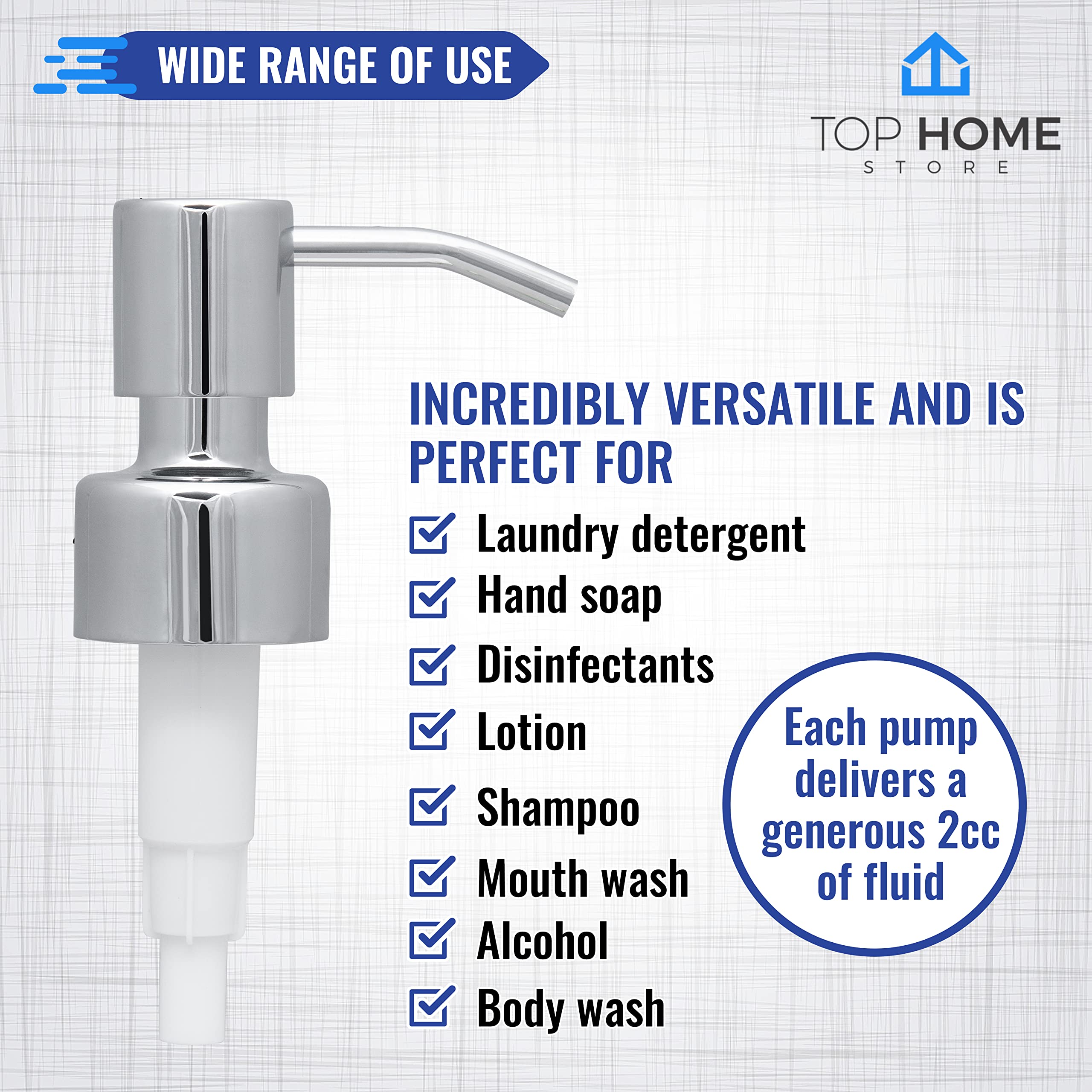 Stainless Steel Soap And Lotion Dispenser Pumps, Replacement For Your Bottles (Chrome, 2 Pack)