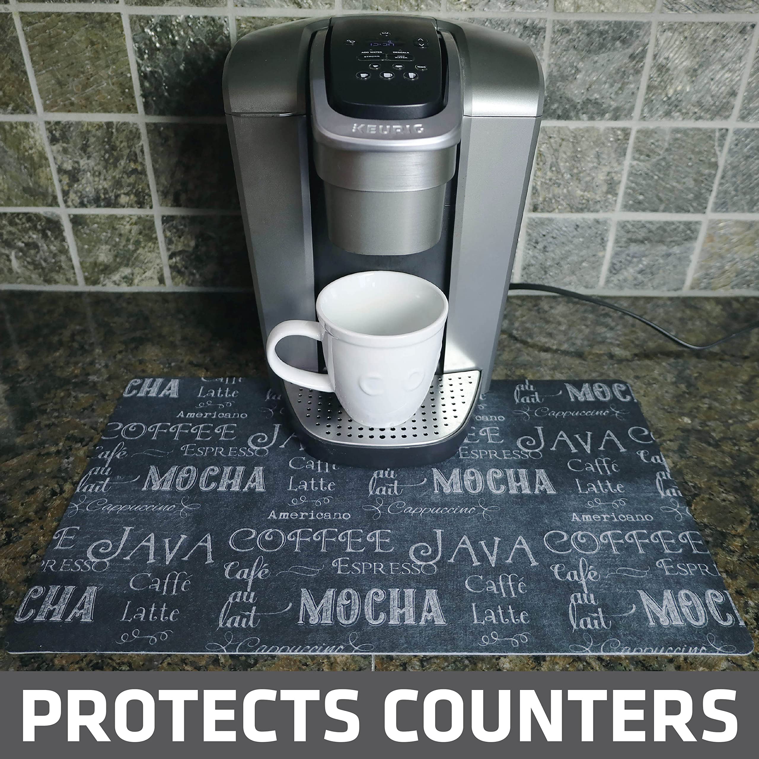 Drymate Coffee Maker Mat, (Coffee Station Bar Accessory) Protects Kitchen Countertops From Spills, Stains  Scratches - Absorbent