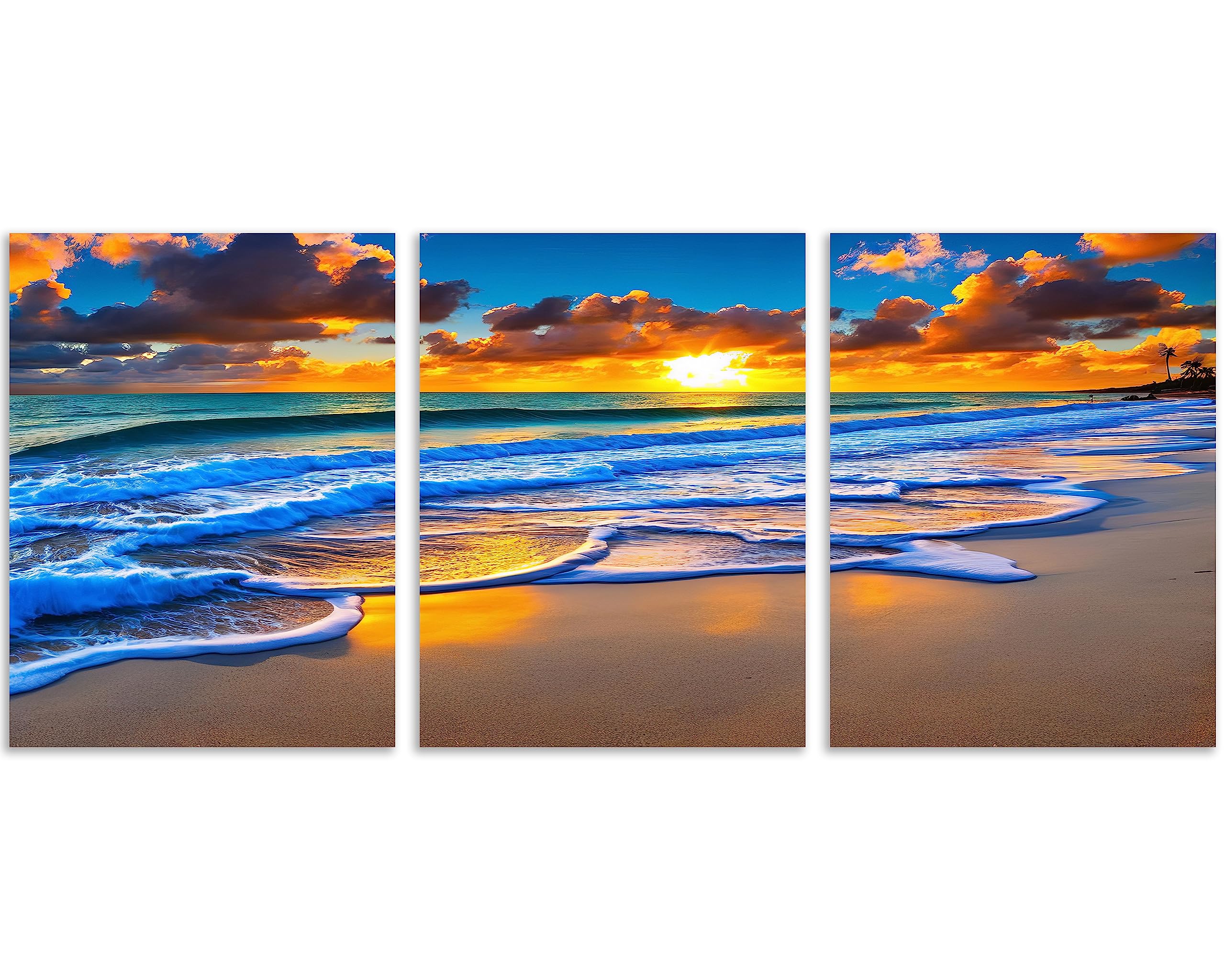 Tutubeer 3 Pcs Wall Decor Beach Ocean Pictures Sunrise Over The Beach Pictures Print On Canvas Pictures Of The Beach Pictures Wa