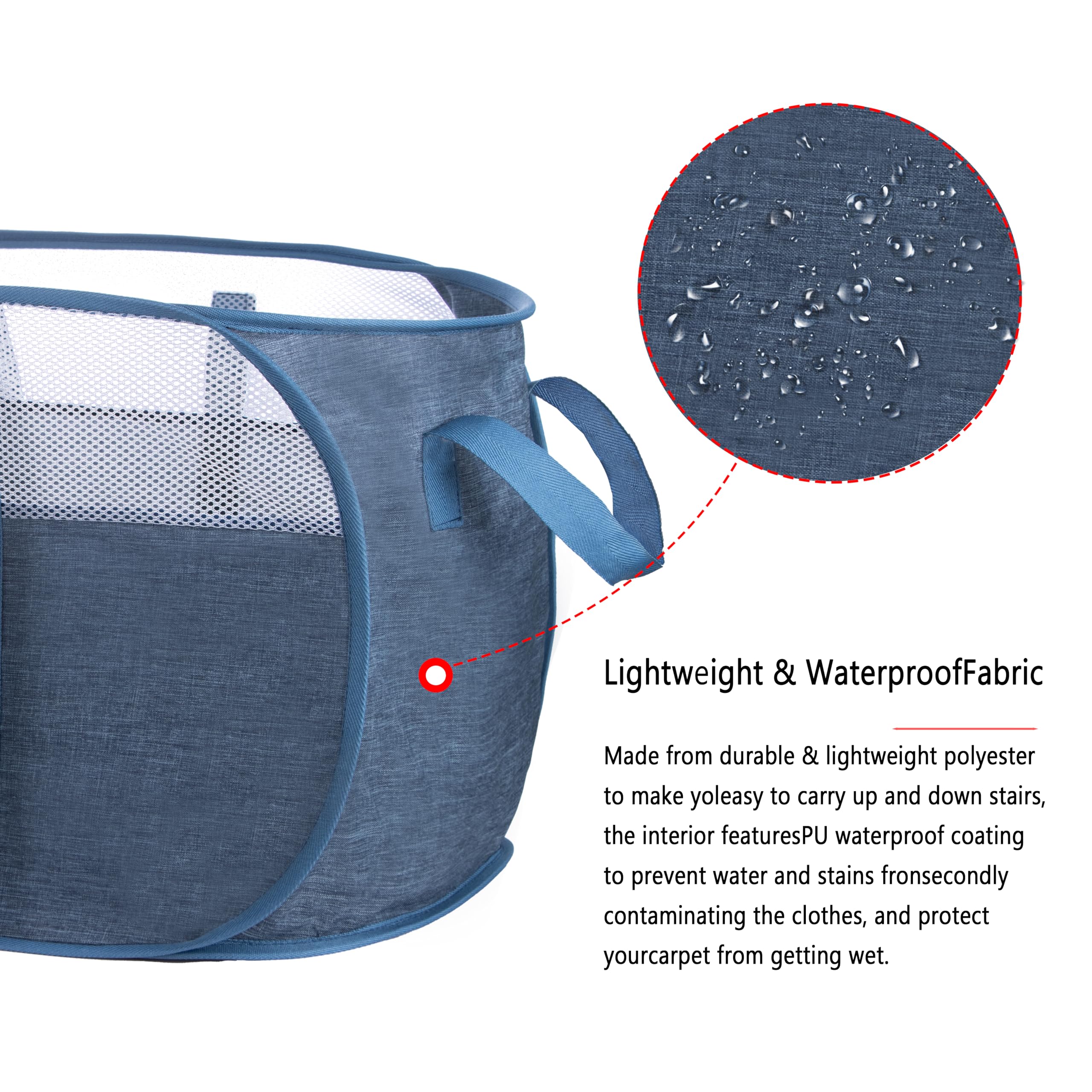 Pop Up Laundry Hamper,With Durable Handles Collapsible Laundry Basket,Easy To Open And Fold For College Dorm,Kids Room,Travel (2