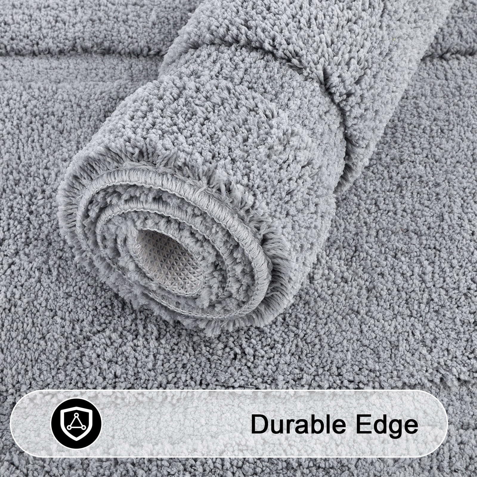 SHACOS Super Soft Bathroom Runner Rug 20''x47'' Long Bathroom Rugs Non Slip Bath Mat Microfiber Shaggy Bath Rug for Bathroom Floor Washable (20''x47'' Gray)