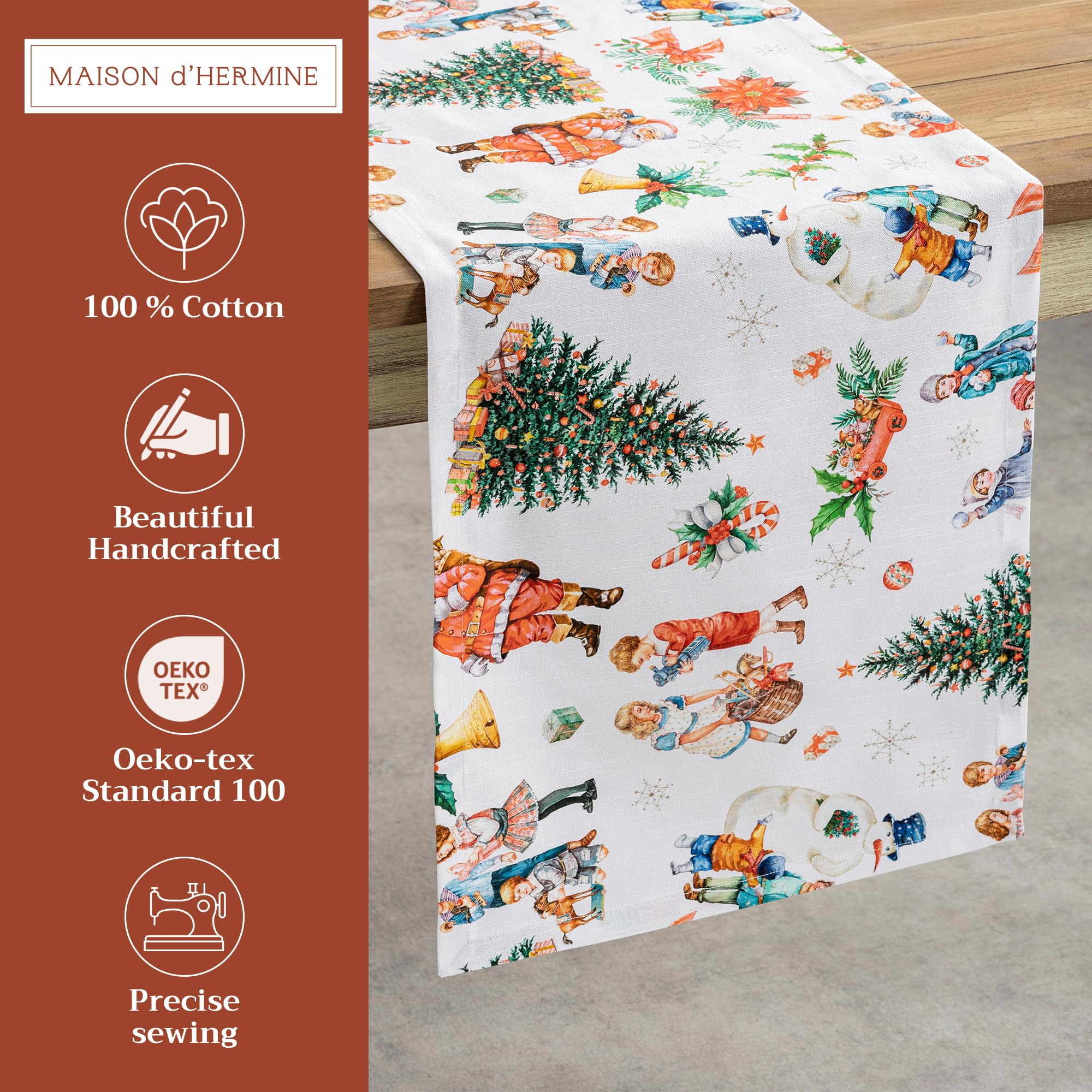 Maison D Hermine Table Runners 100% Cotton 1450Inch X 108Inch Tablerunner, Decorative Table Runner For Gifts, Dining, Party & Ca