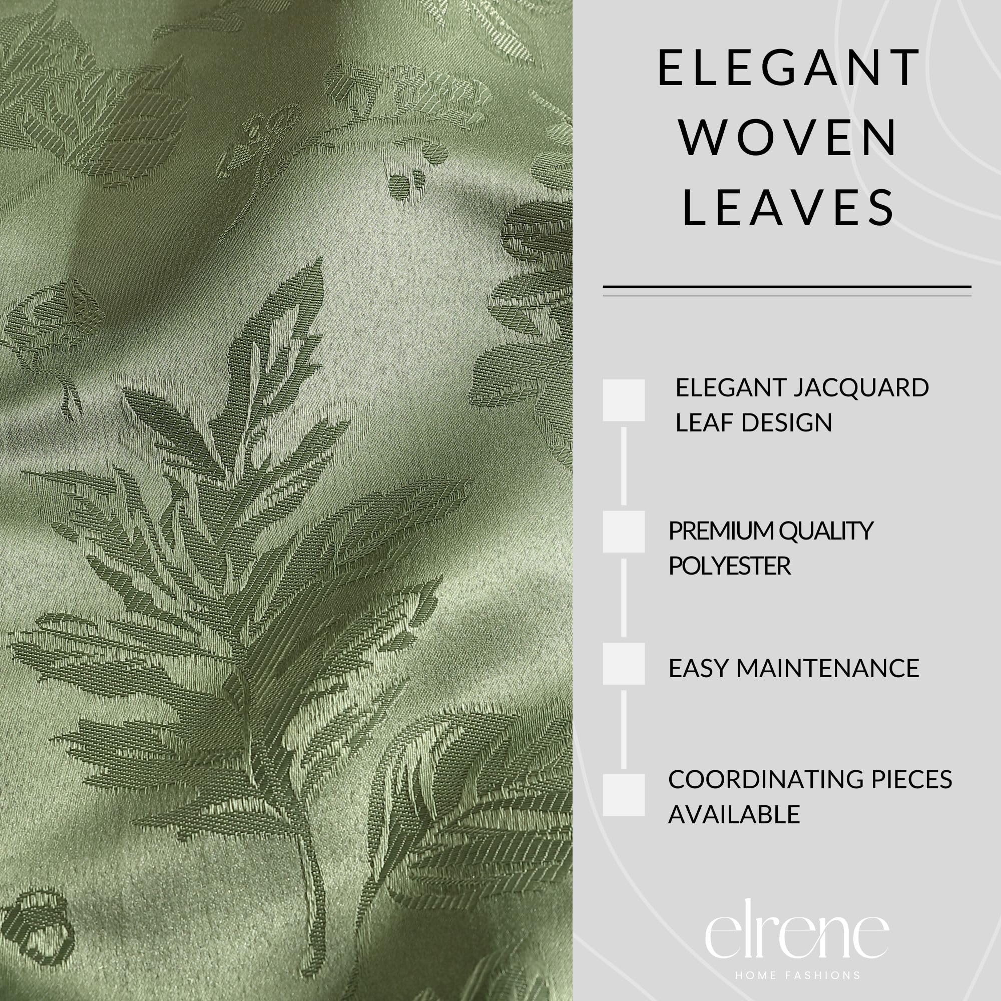 Elrene Home Fashions Elegant Woven Leaves Jacquard Damask Cloth Napkin Set For Fall/Harvest/Thanksgiving, 17'' X 17'', Pack Of 8