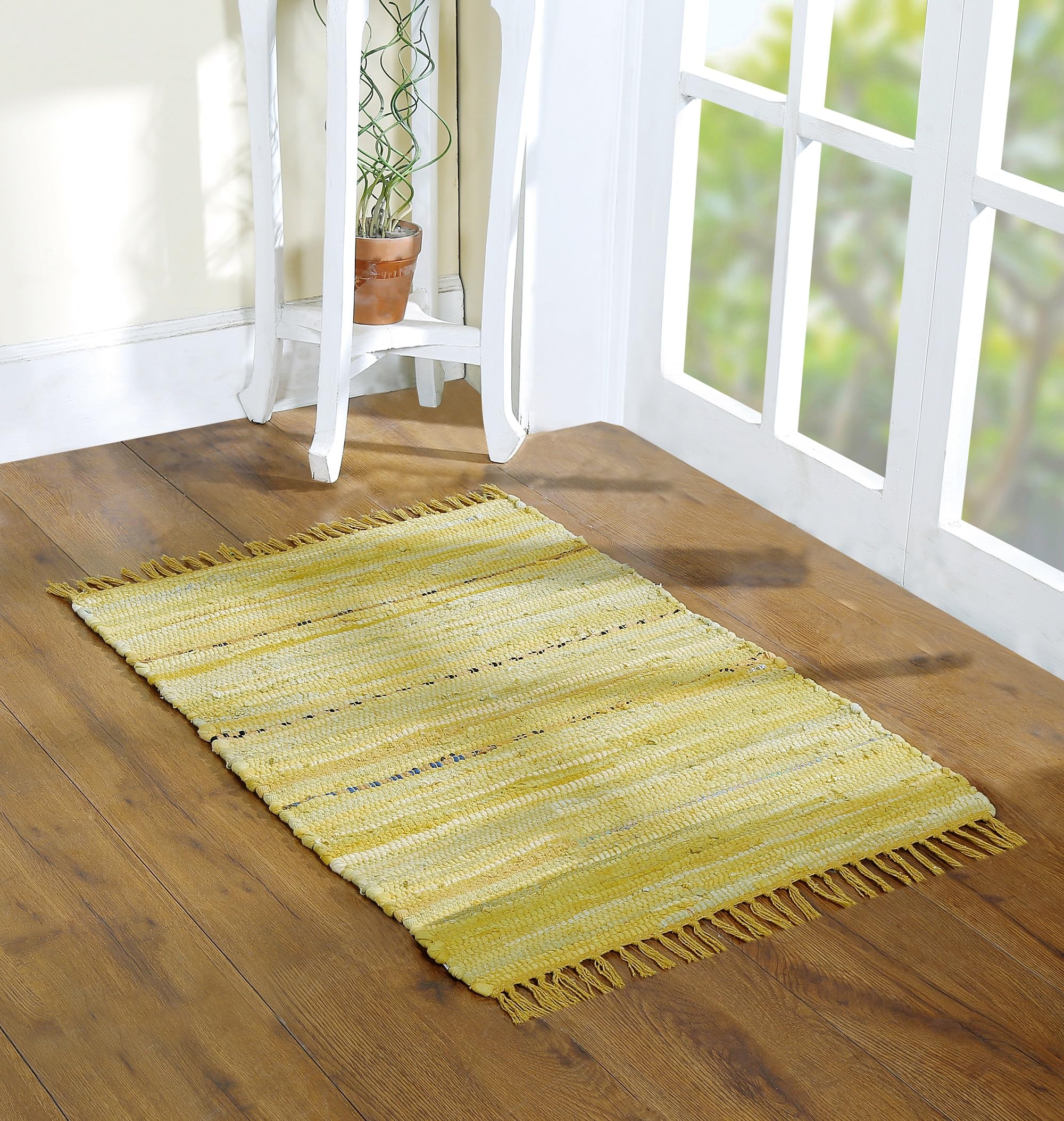 Cotton Rag Rug 24x36- Multicolor Chindi Rug - Hand Woven Washable & Reversible for Living Room Kitchen Entryway Rug Rag with