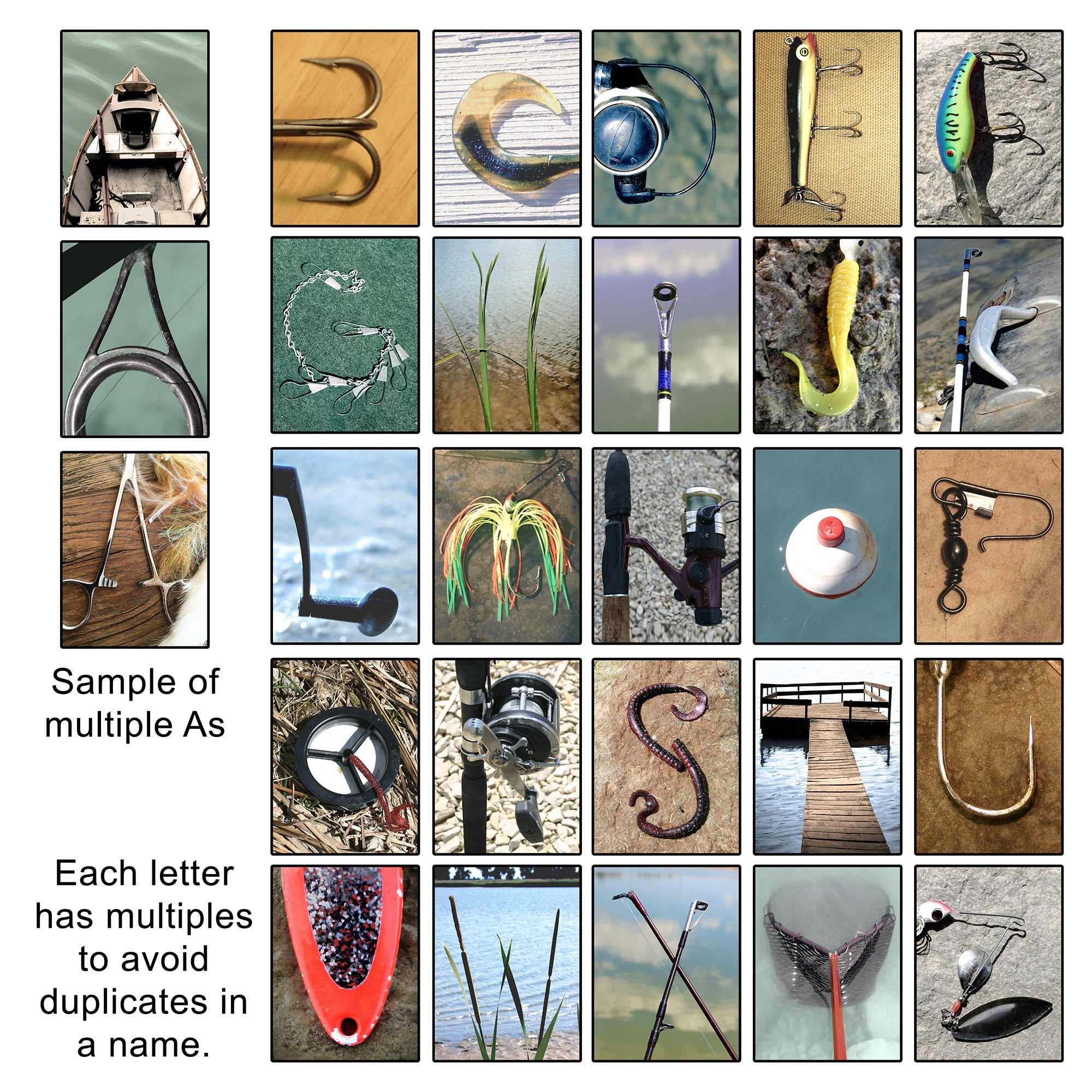 Personalized Fishing Name Alphabet Art - Perfect For The Man Cave, Office, Or Boy'S Room. (Framed Canvas - 13.5 X 32.5)
