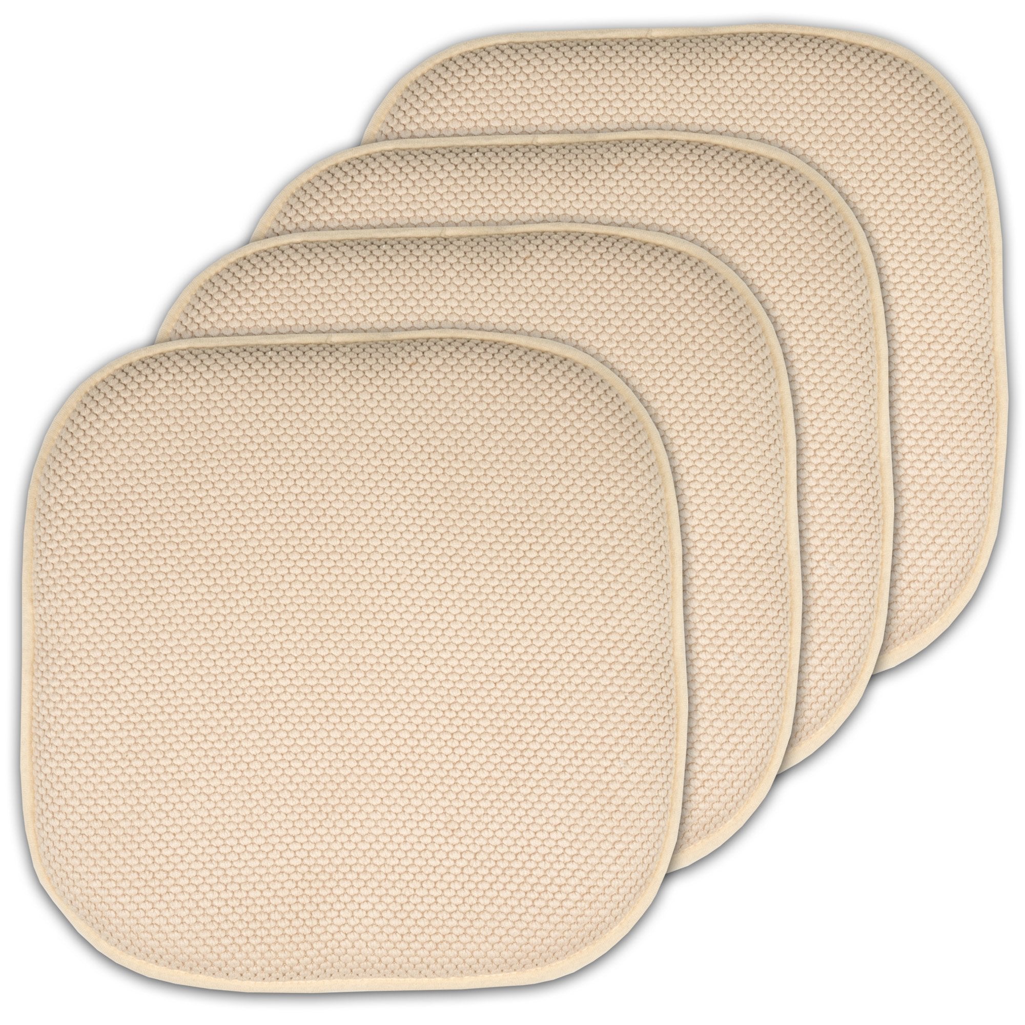 Sweet Home Collection Memory Foam Honeycomb Nonslip Back 16'' X16'' Chair/Seat Cushion Pad, 4 Pack