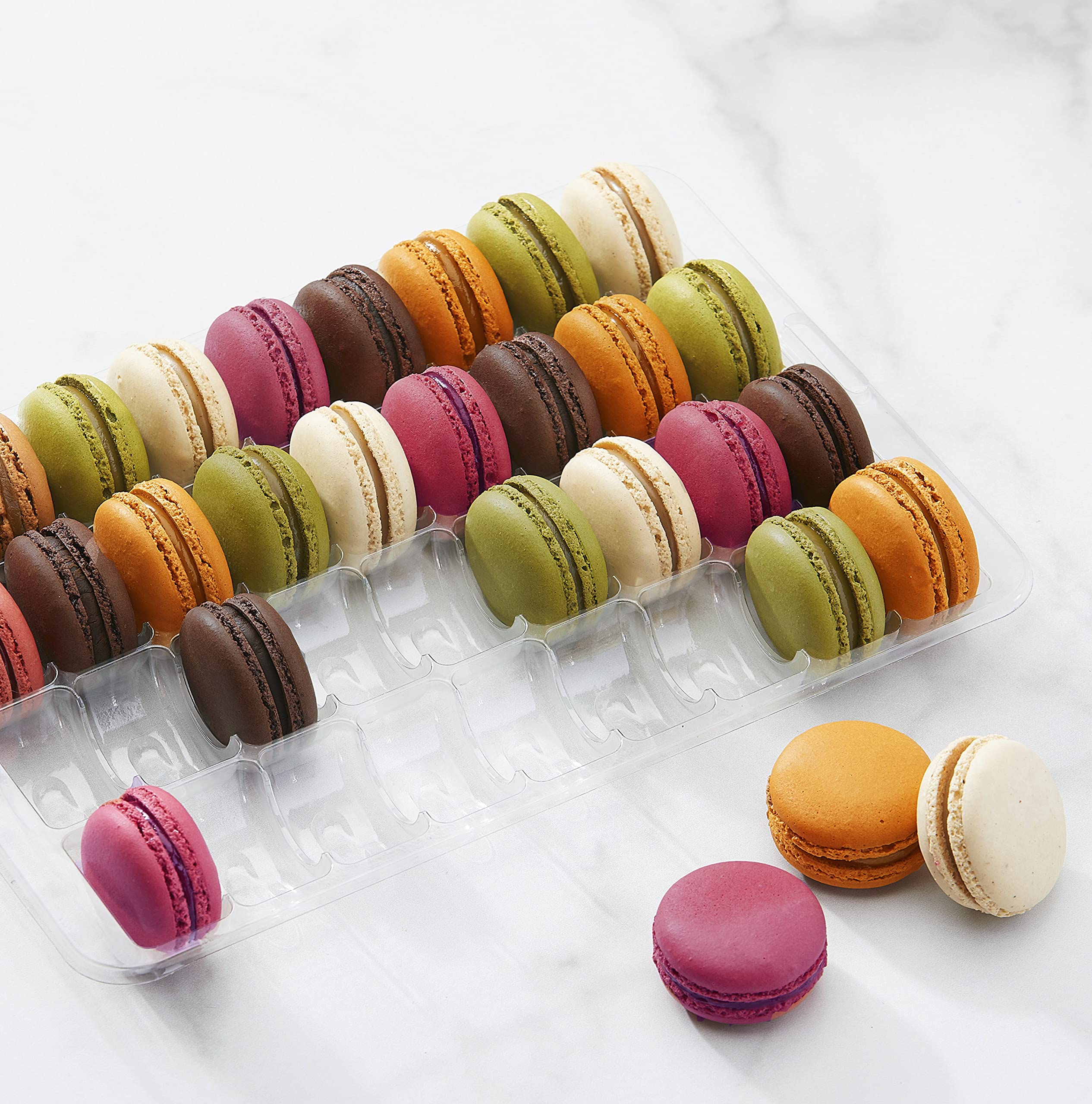 Pastry Chef'S Boutique Clear Plastic Closeable French Macaron Storage Trays - Holds 36 Macarons Per Set - Pack Of 6 Sets - Made