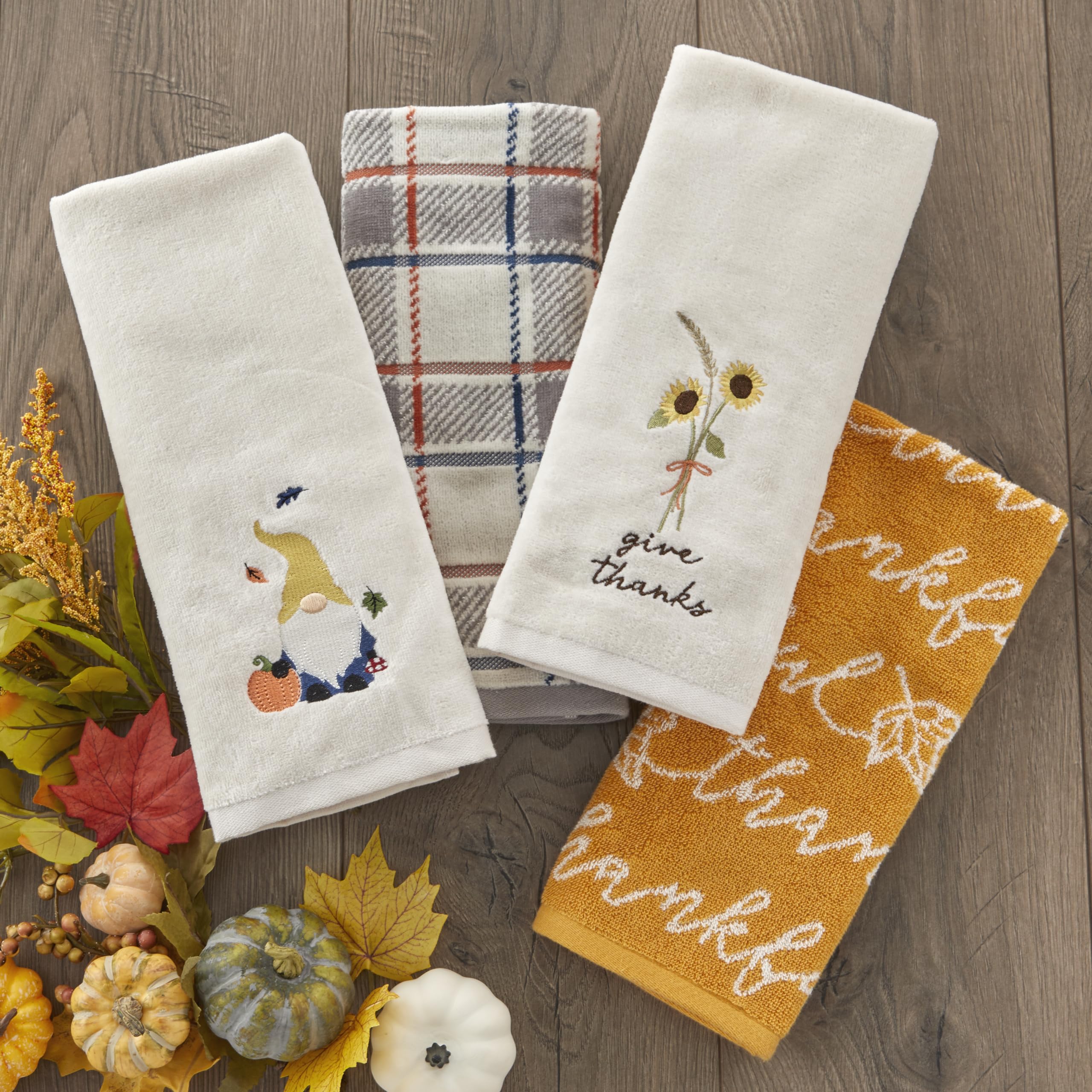 Skl Home Fall/Harvest Hello Autumn Hand Towel 2Pc Set For Bath/Kitchen & Gift, Navy