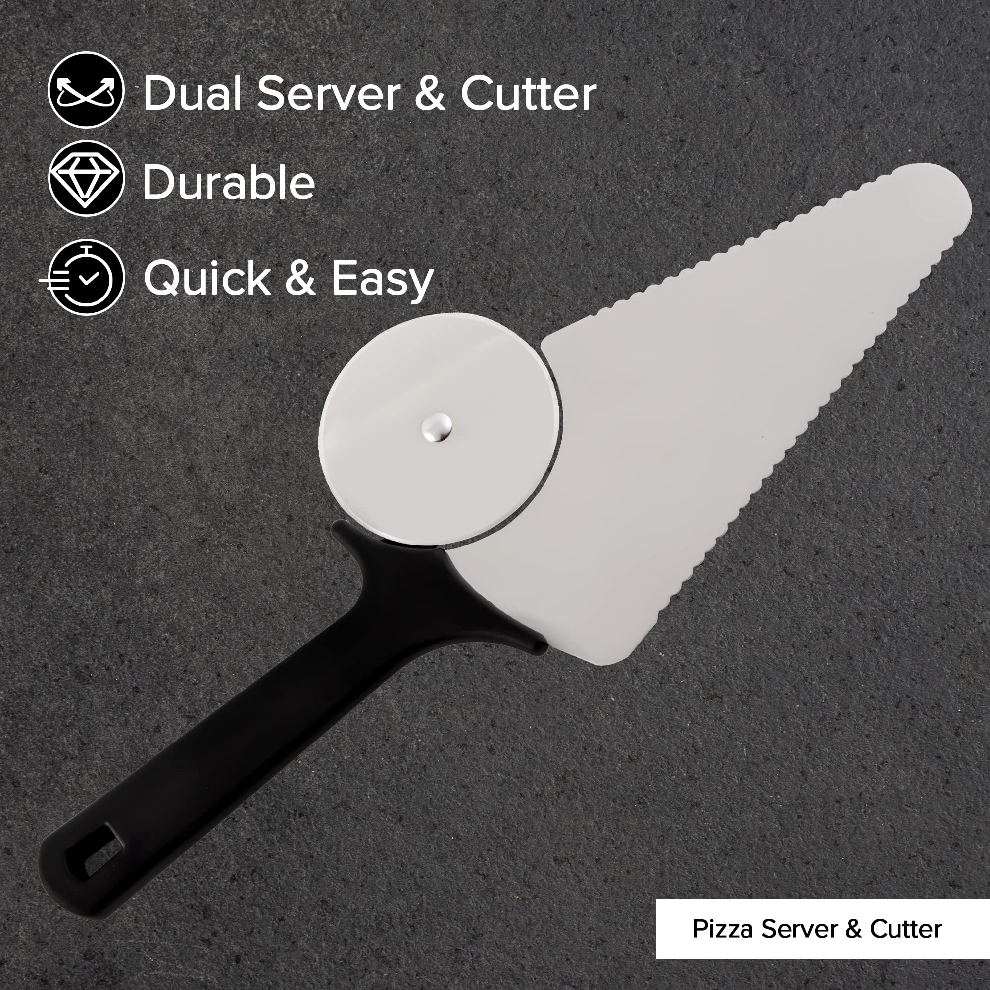 Nuwave 2Pc Pizza Kit, 10    Stainless Steel Pizza Peel, Stainless Steel Pizza Cutter/Server Combo, Great For Thin And Thick Pizz