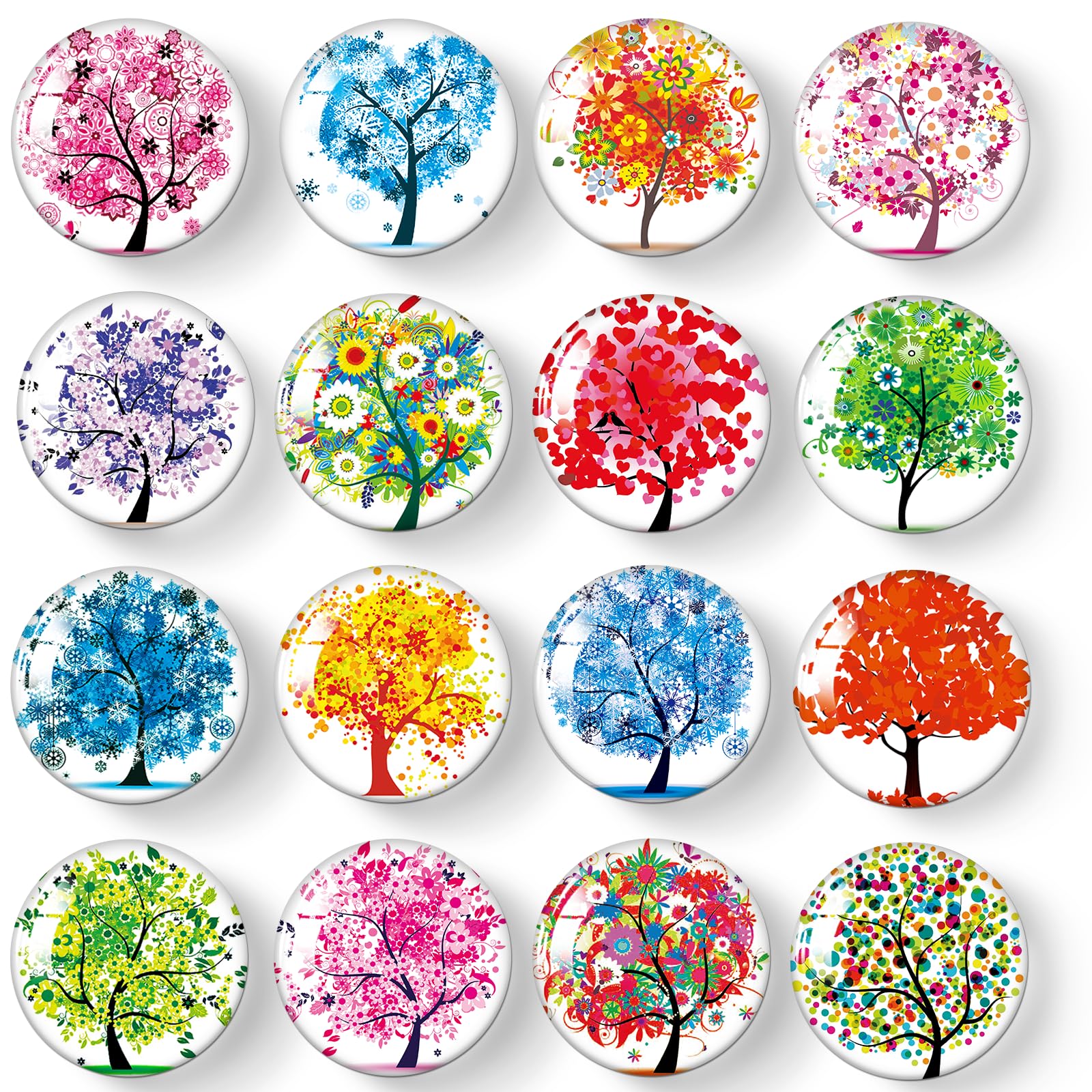 MORCART 16PCS Refrigerator Magnets, Cute Tree Fridge Magnets of Life Locker Whiteboard Decorative Magnetic Board Cabinets Classr