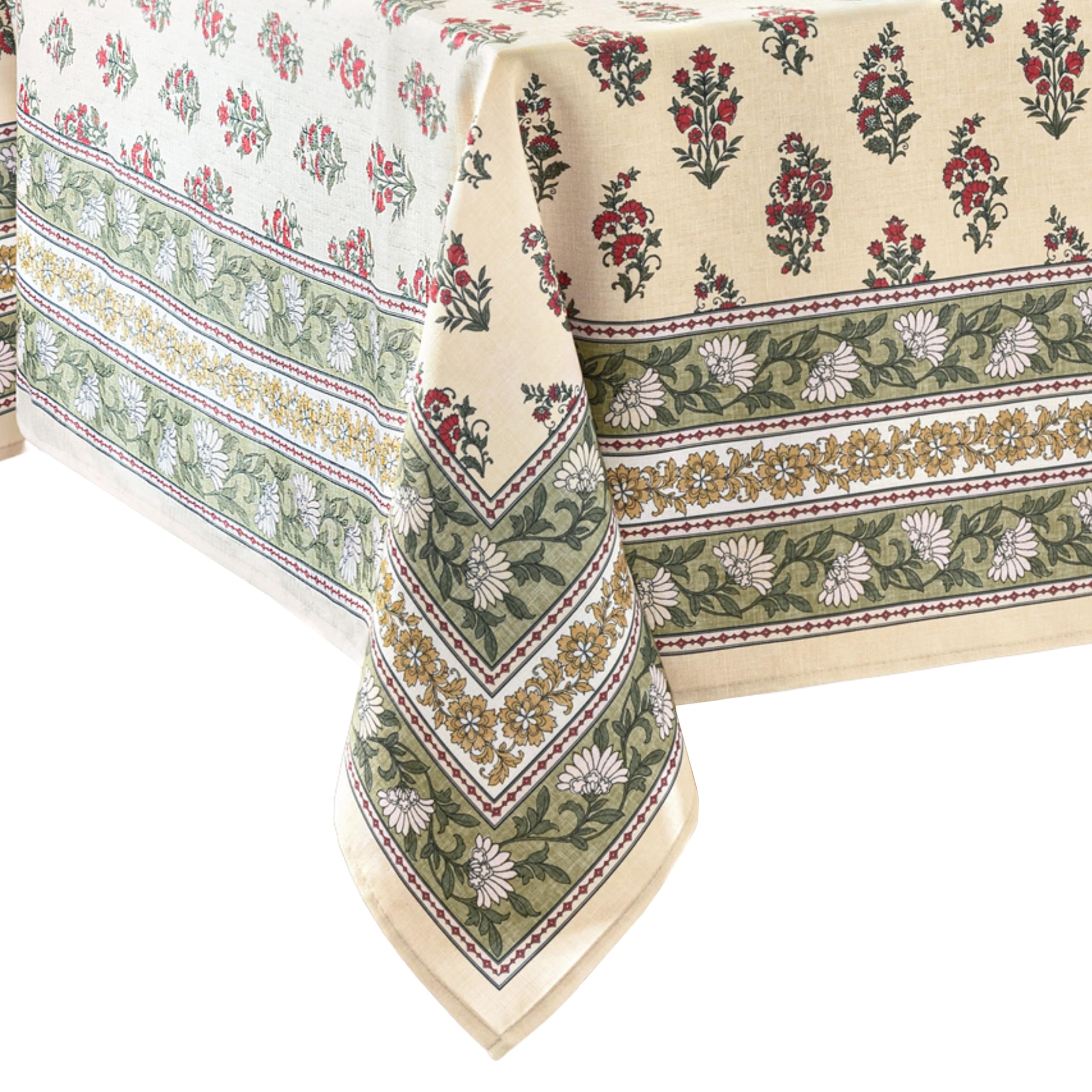 Elrene Home Fashions Nomad Harvest Block Print Fall/Thanksgiving Rectangle Tablecloth, 60x144