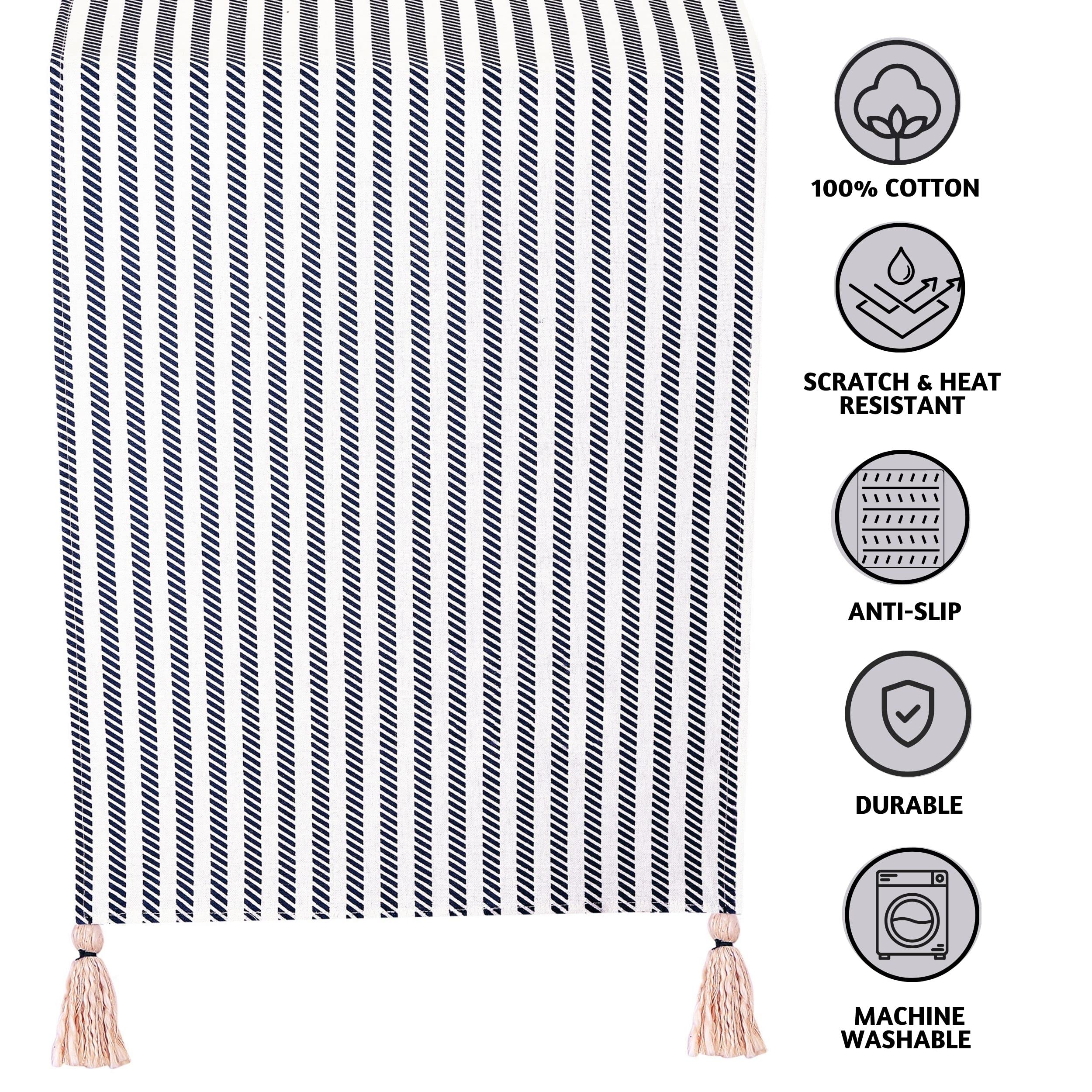 Folkulture Table Runners With Tassels For Dining Room Table Or Farmhouse D  Cor, Table Runner For Boho Dresser, 100% Cotton, 14