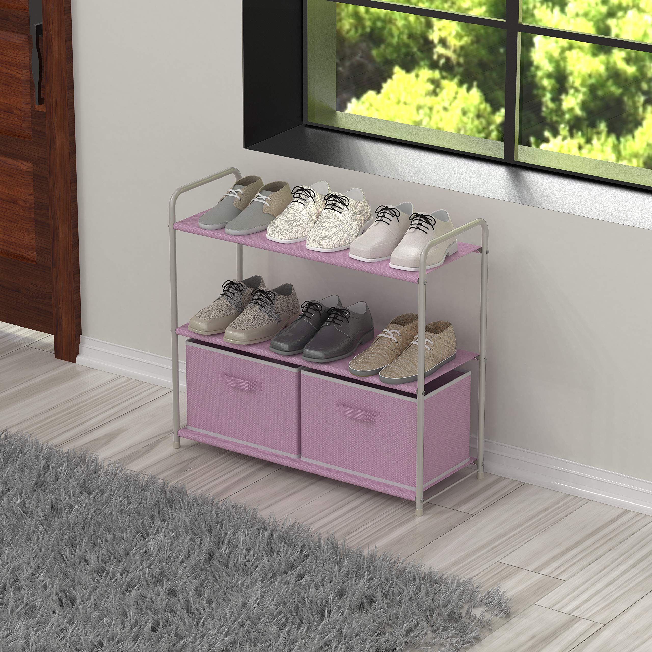 Simple Houseware 3-Tier Closet Storage With 2 Drawers, Pink