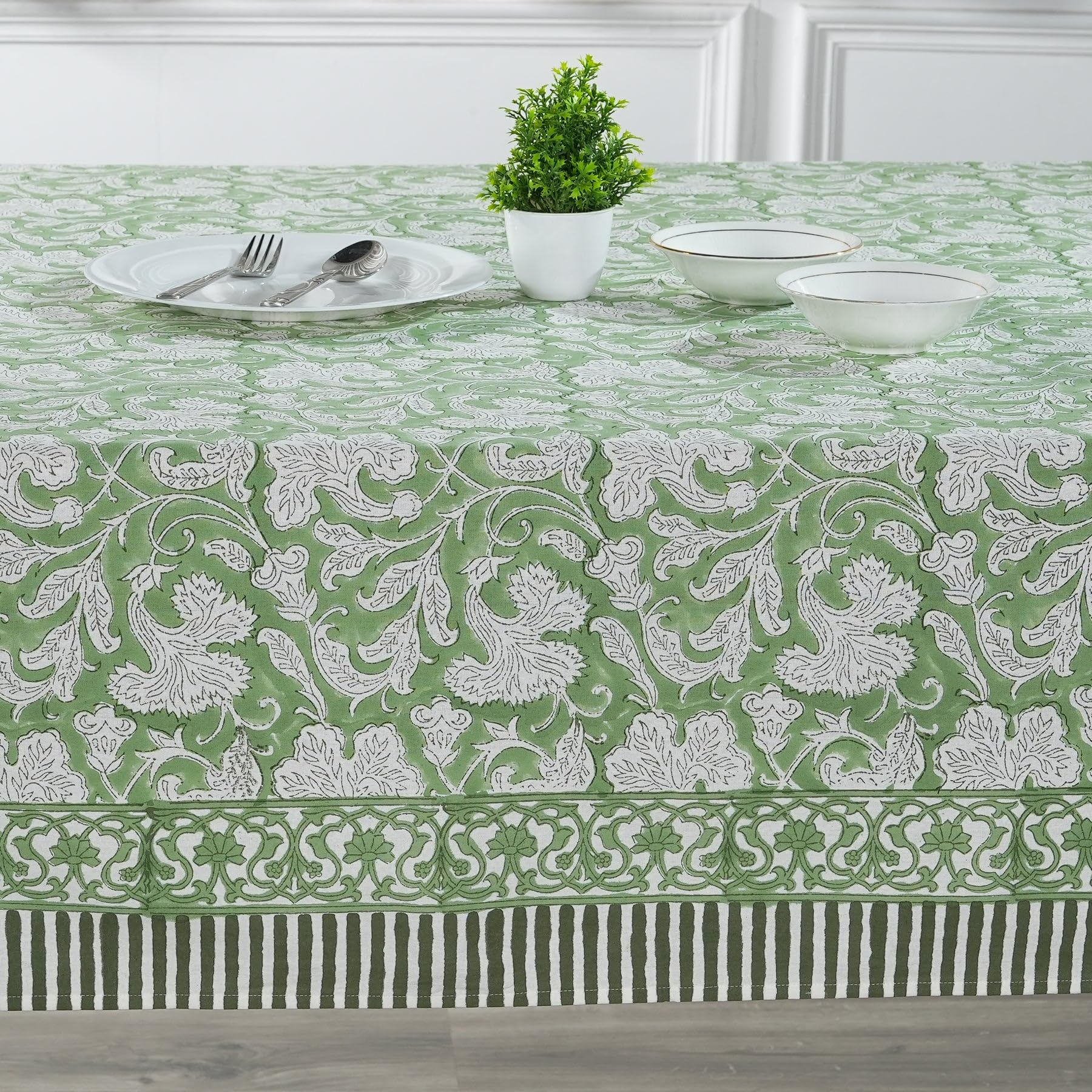 Ridhi 100% Cotton Hand Block Print Tablecloth Washable Easter Thanksgiving/Christmas Parties/Wedding Use,Fall d  cor Farmhouse D