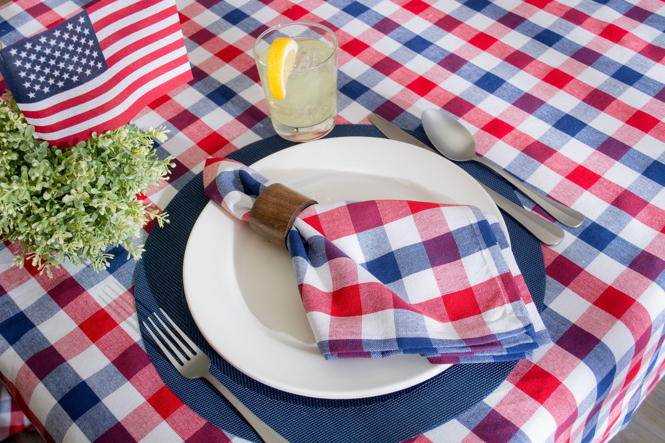 Dii 4Th Of July Tabletop Collection, Tablecloth, 60X84, Red, White & Blue Check