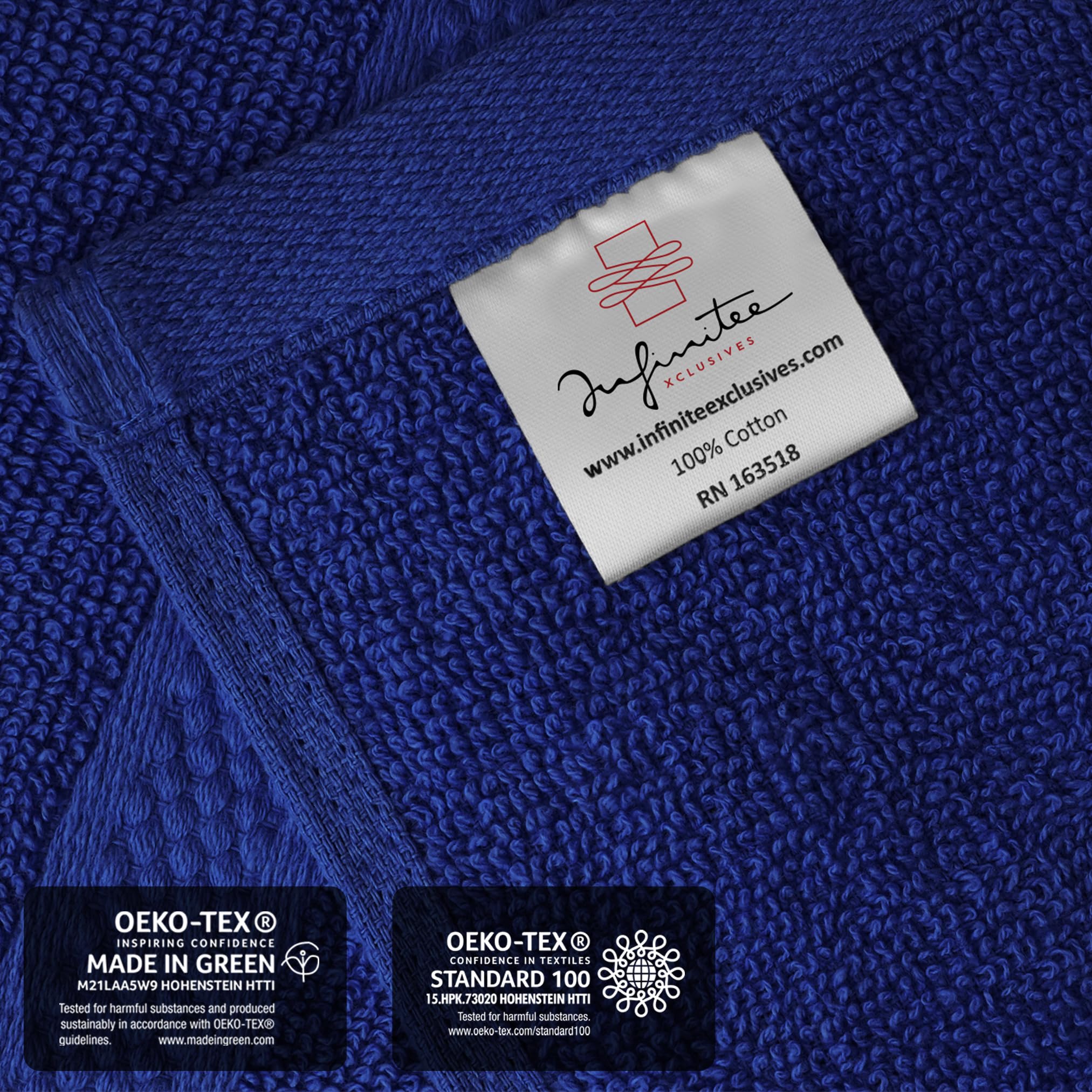 Infinitee Xclusives Premium Navy Blue Washcloths Set - Pack Of 12, 13X13 Inches 100 Cotton Wash Cloths For Your Body And Face To