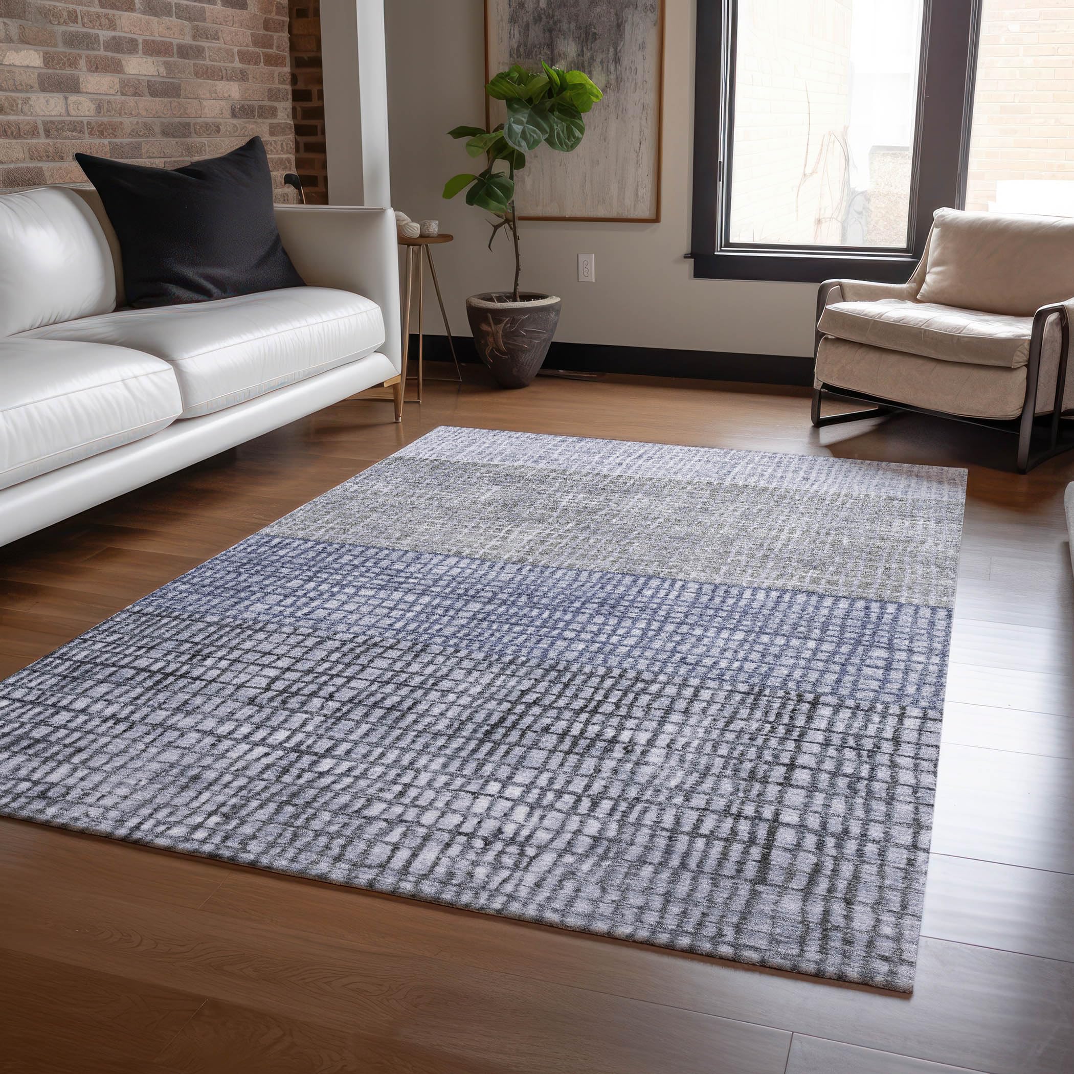 Machine Washable Indoor/Outdoor Chantille Denim 26 x 310 Rug