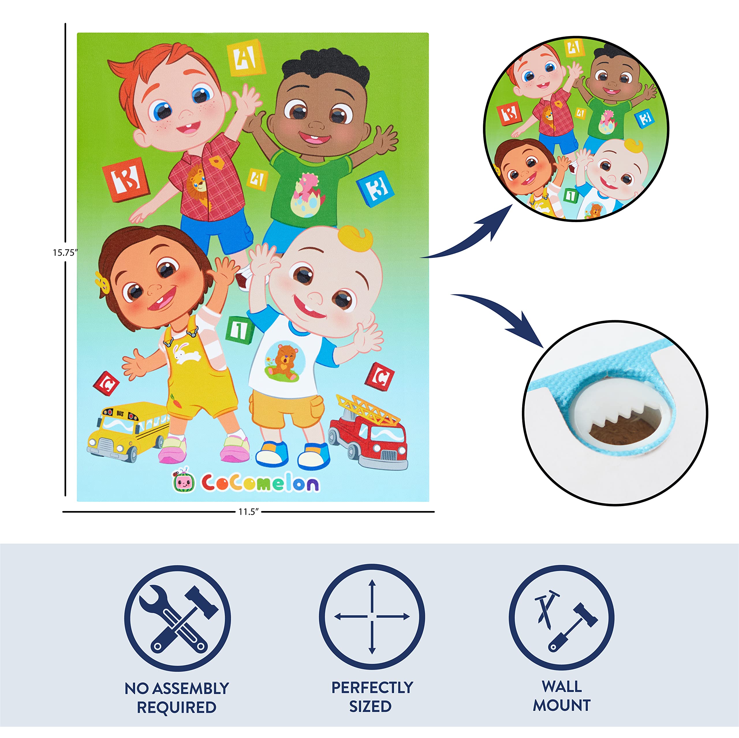 Idea Nuova Cocomelon Canvas LED Wall Art Childrens Wall Hanging D?cor 11.5 ''x15.75 ''