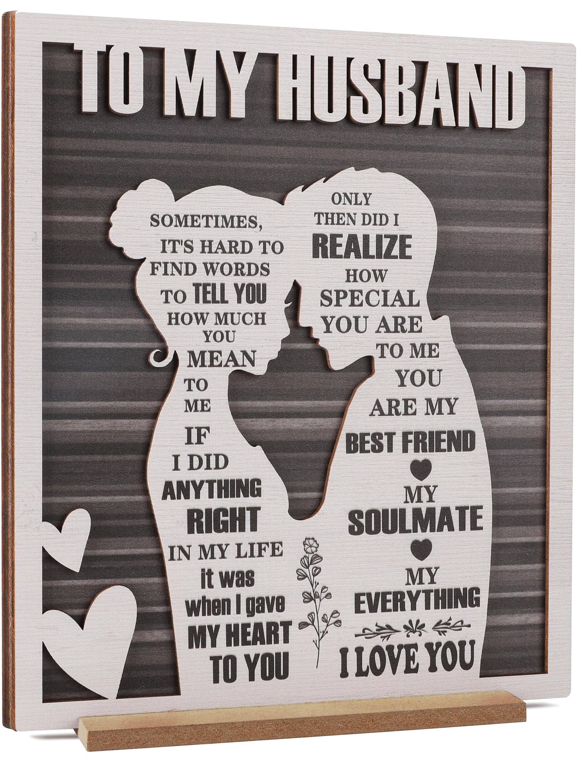 To My Husband Plaque - Romantic Fathers Day Dad Gift from Wife - Sentimental Wood Sign for Anniversary, Birthday, Valentines Day