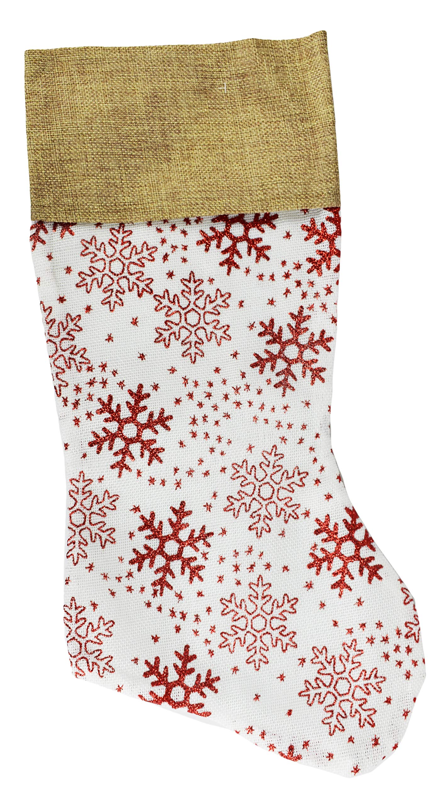 Black Duck Brand Set of 4 Christmas Decor Stockings - Cream Deer, Red Poinsettia, Gold Snowflake, Red Snowflake - 18in. Long (45