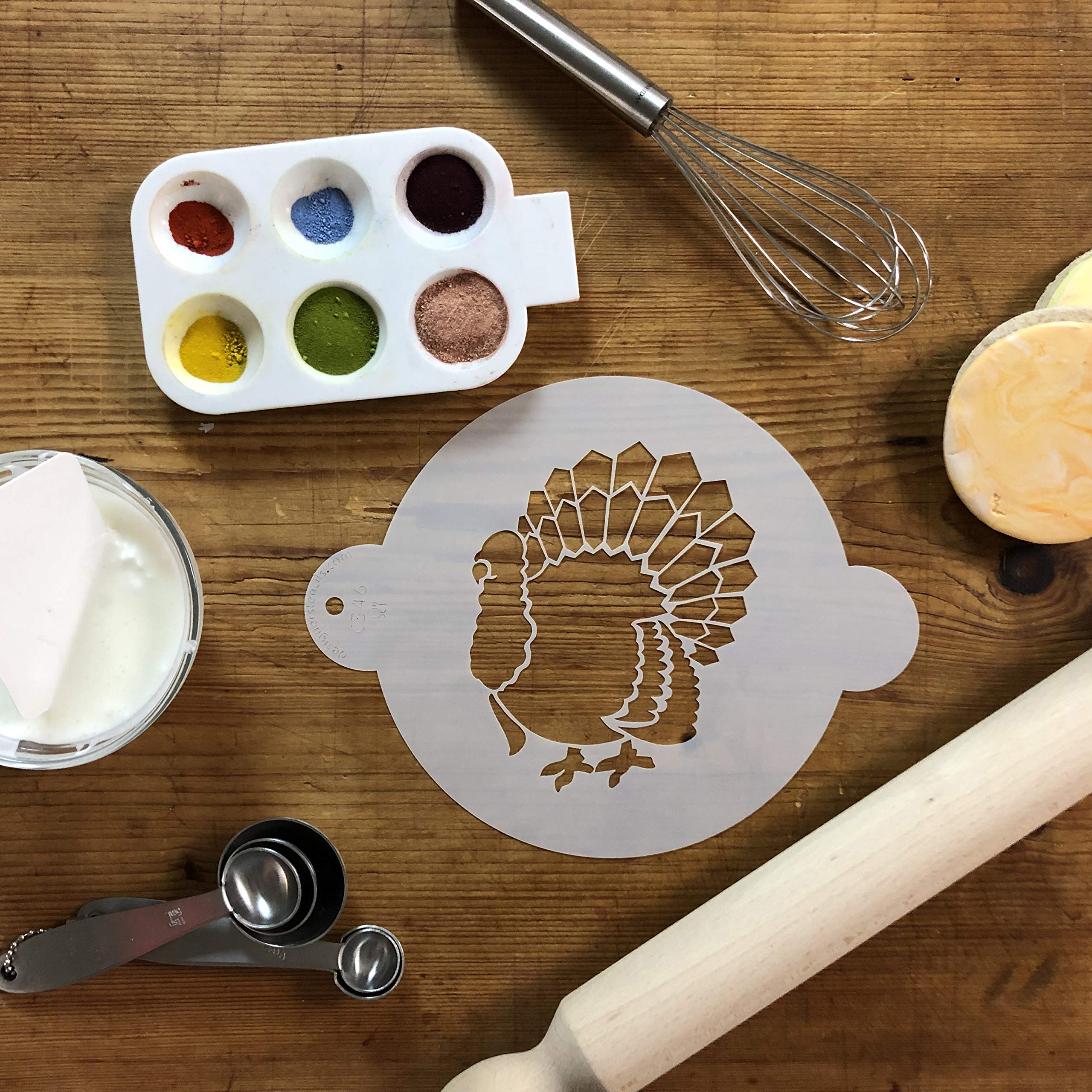 Designer Stencils Thanksgiving Turkey Cake Stencil, Beige/Semi-Transparent
