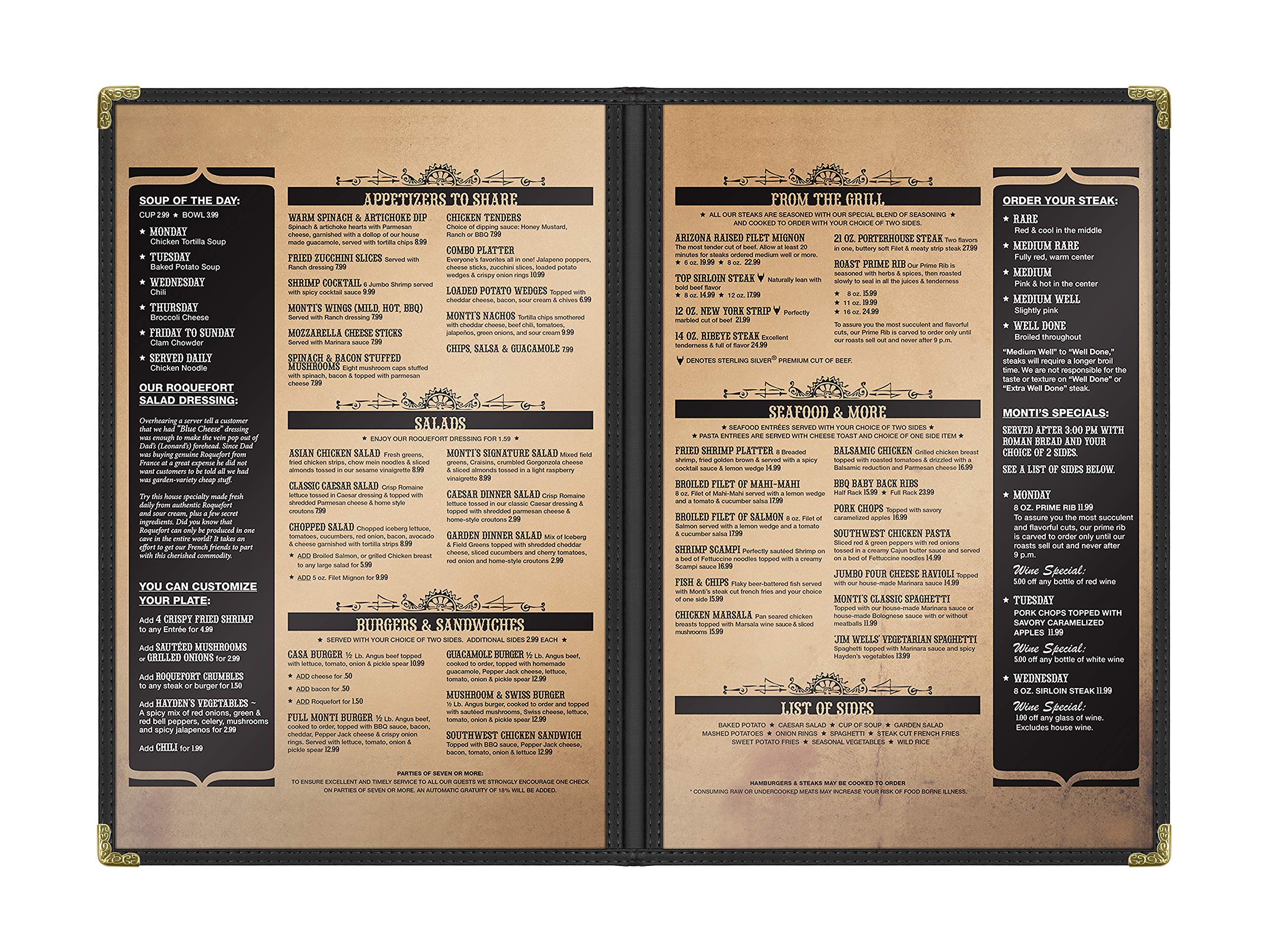 Goodsmart Restaurant Menu Covers - Black 25 Pack, 4-View 8.5 '' X 14 '', Side-Loading Vinyl & Plastic Menu Holders, Clear Menu S