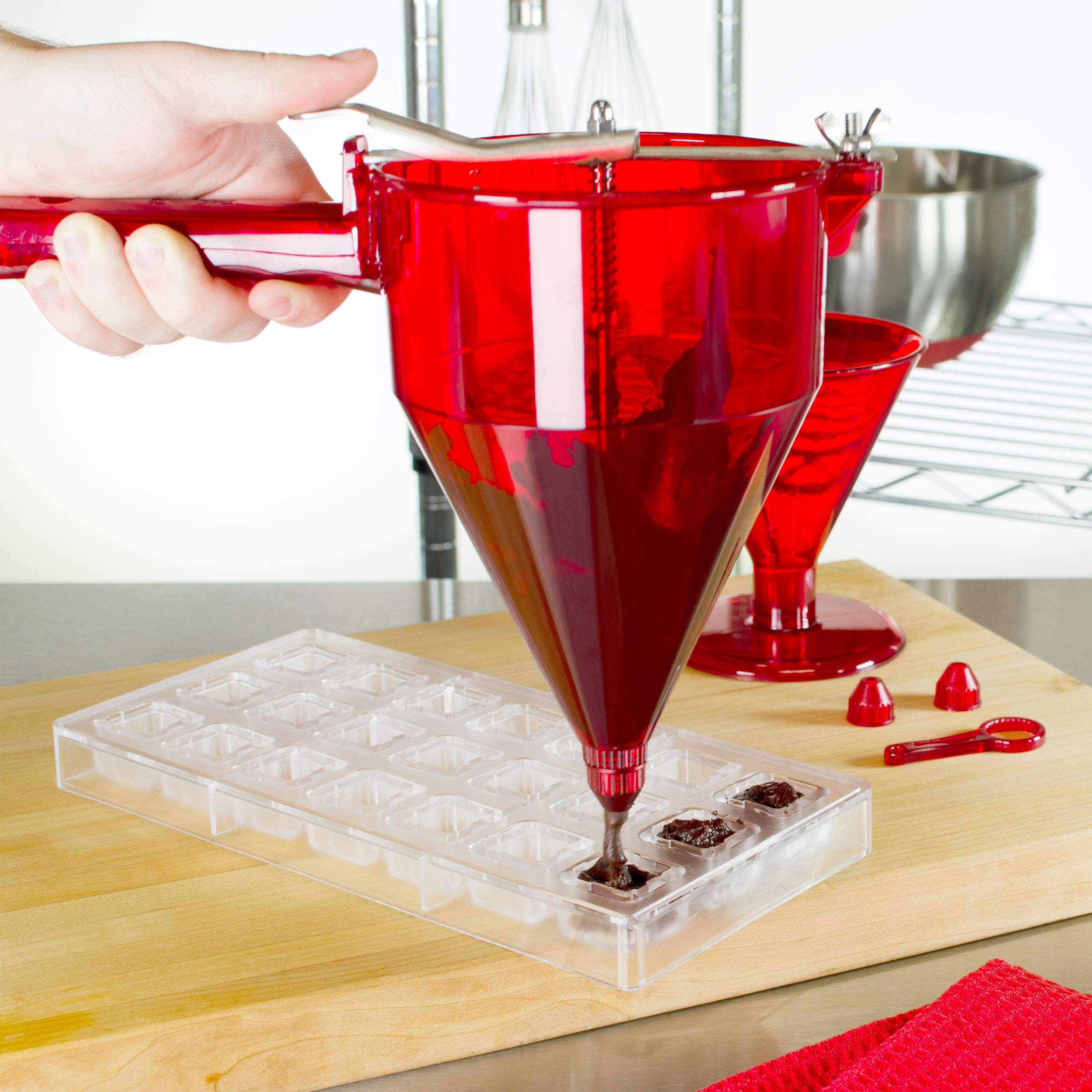Fat Daddio'S Confectionery Funnel, 1-Liter, Translucent Red