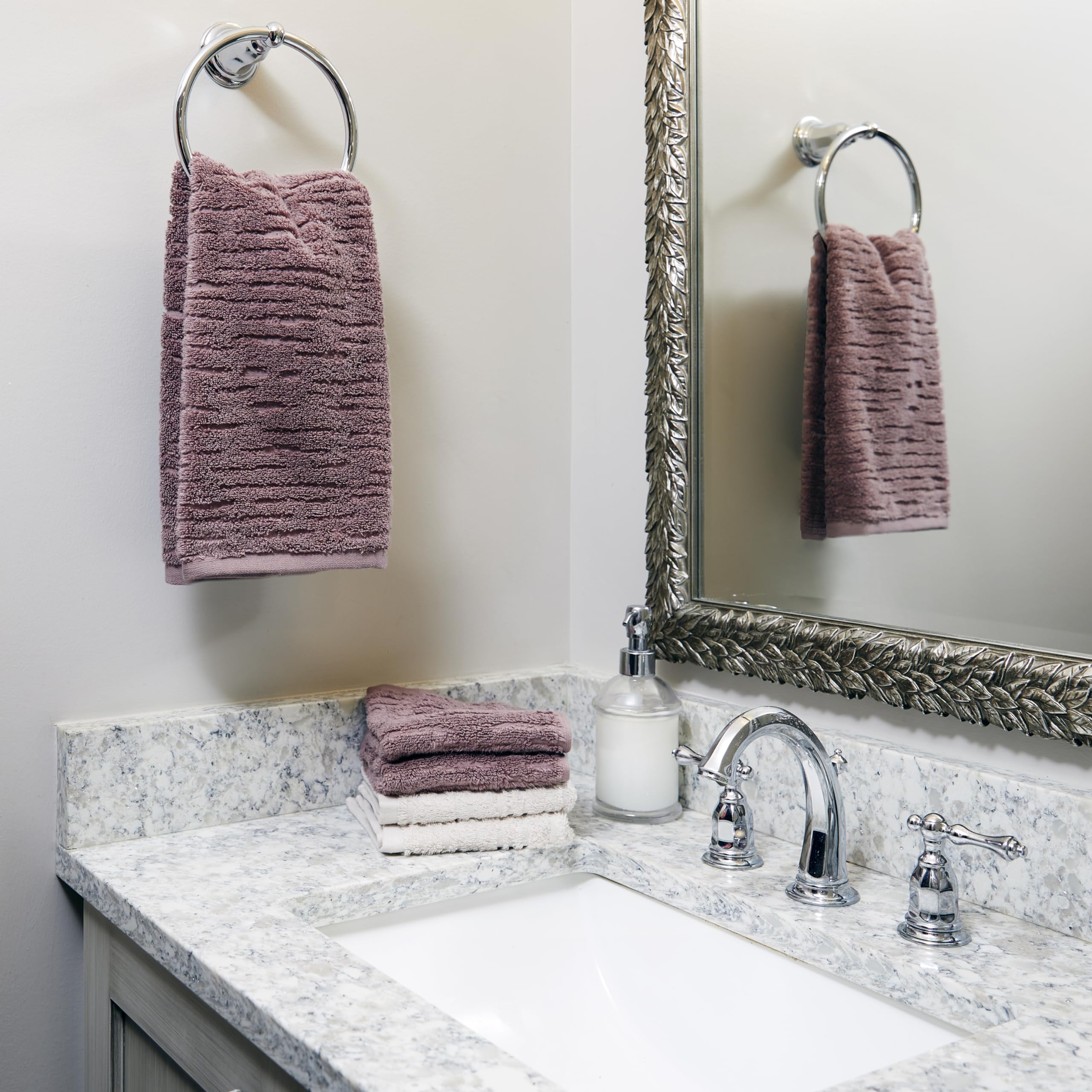 Skl Home Cloudsoft Cotton Luxury 2-Piece Hand Towel Set, Soft Plum