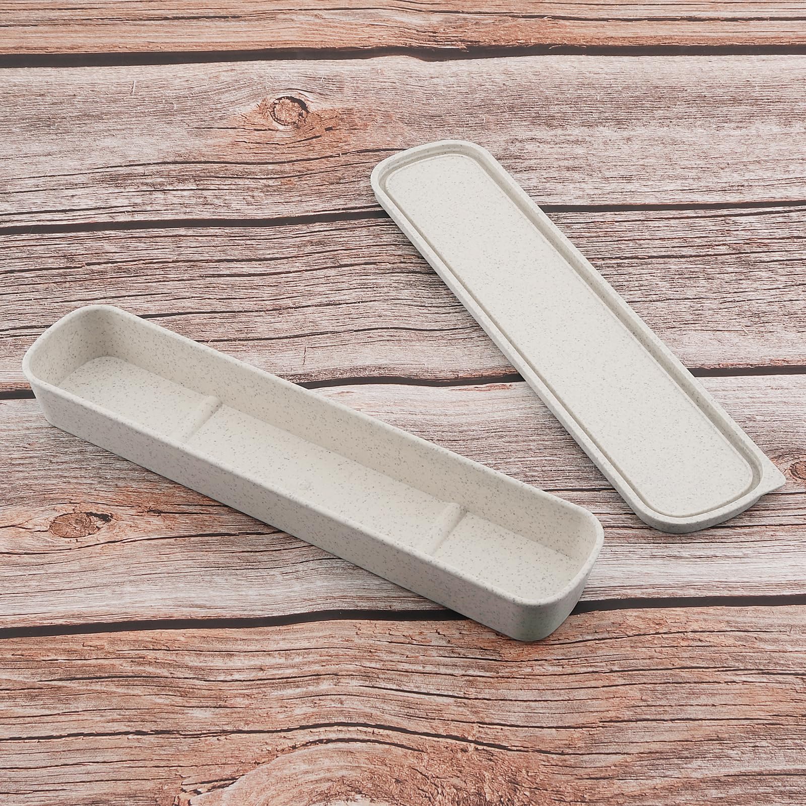 OriGlam 1pcs Portable Flatware Box Travel Tableware Storage Case Box  Utensil Case Flatware Storage Box for Cutlery Kit (Beige)