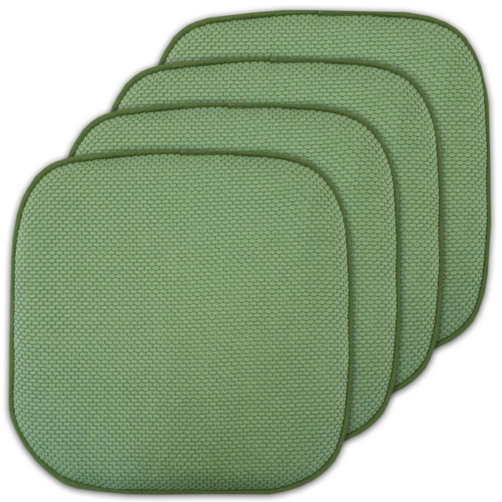 Sweet Home Collection 4 Pack Memory Foam Honeycomb Nonslip Back 16'' X16'' Chair/Seat Cushion Pad, Green