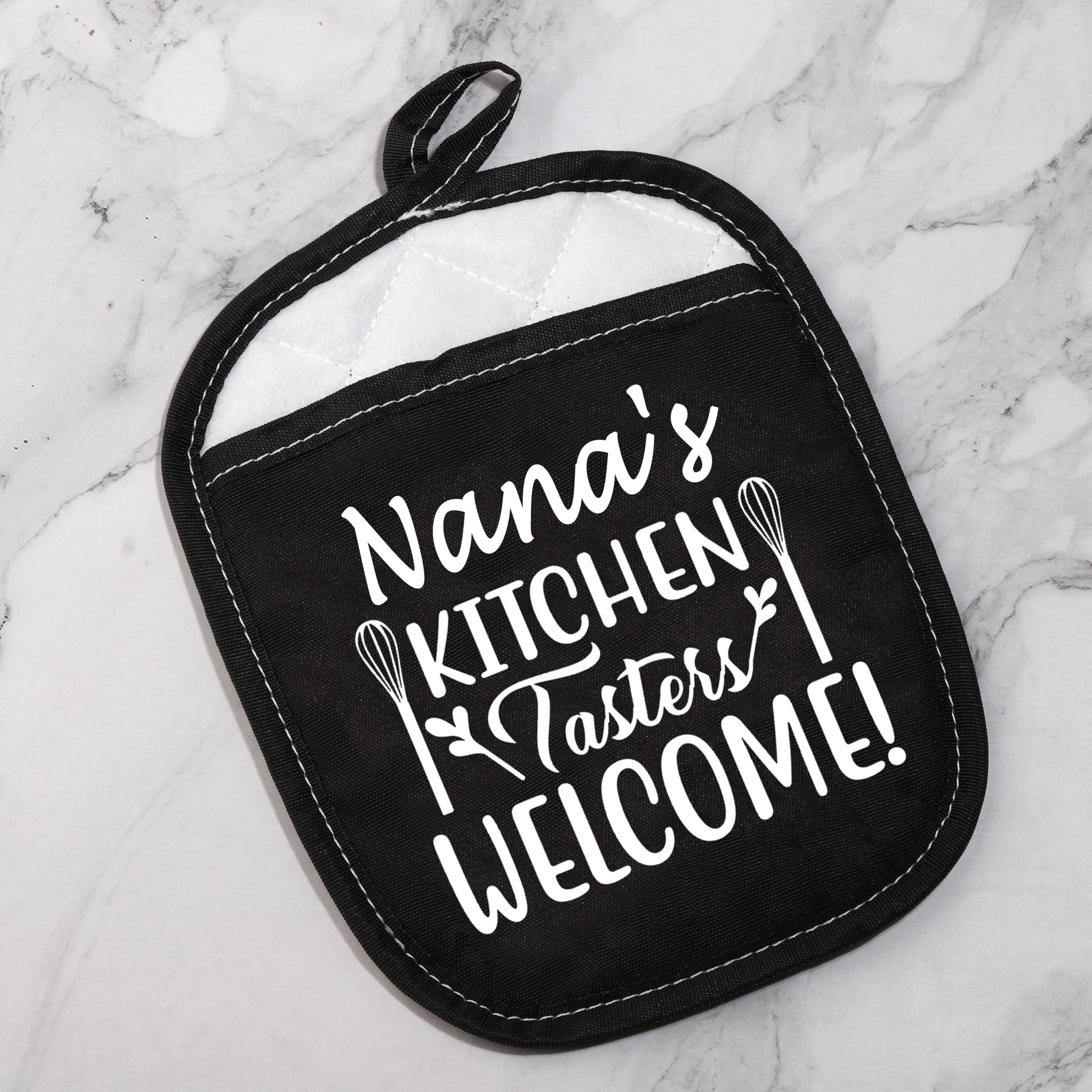 Best Nana Gift Grandma Pot Holders Nana'S Kitchen Tasters Welcome Potholders (Nana'S Kitchen Red)
