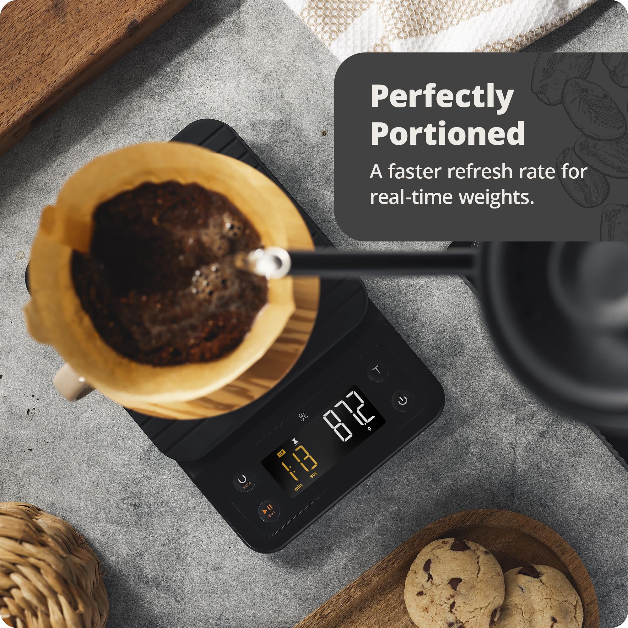 Greater Goods 0.1G Precision Coffee Scale With Timer - 3Kg Digital Scale For Pour-Over, Espresso, French Press, Kitchen Use (Ony