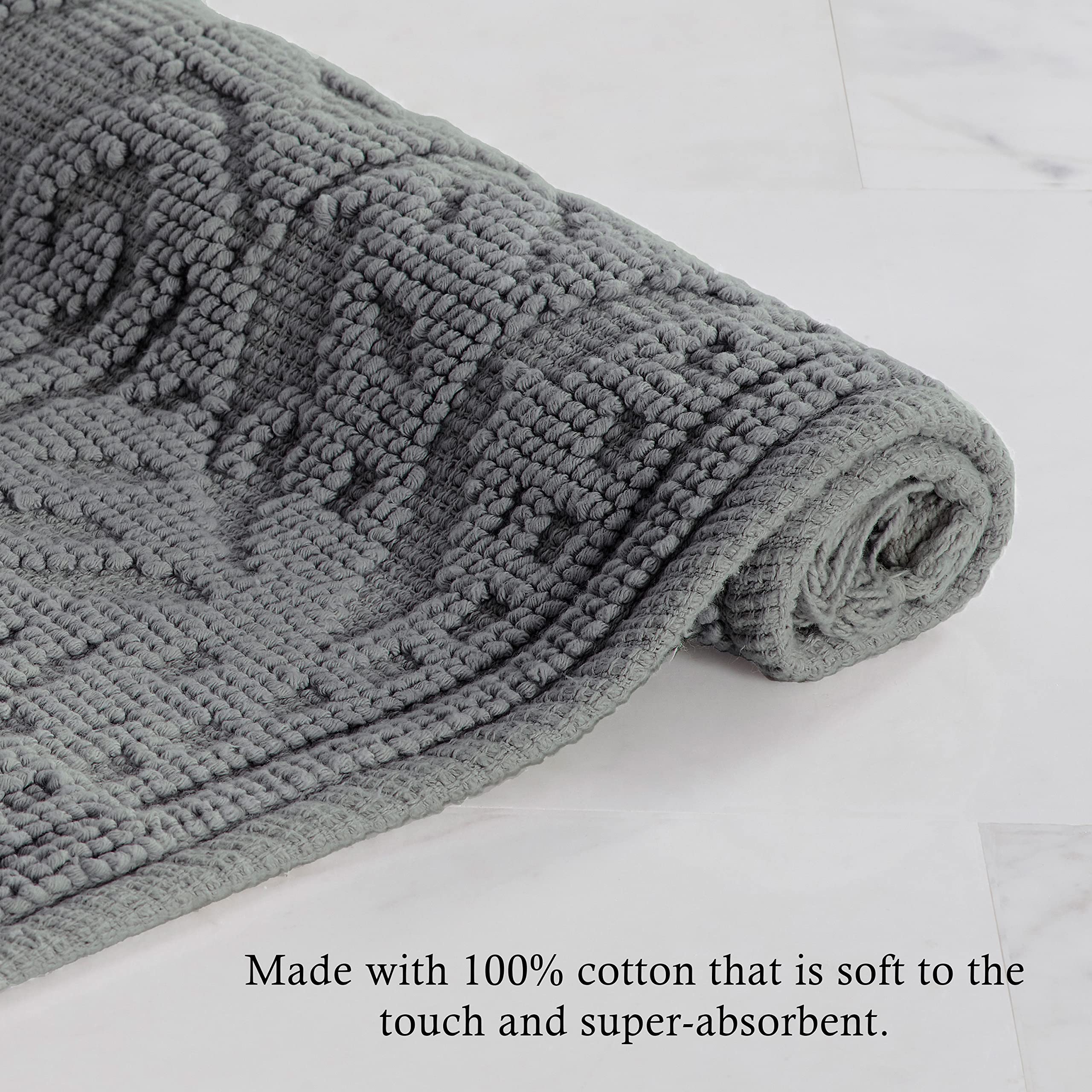 Jean Pierre - Ricardo Bath Mat, Woven Fringe Bathroom Rugs, 100% Cotton, Premium Bathroom Decor - Measures 21'' X 41'' - Dark Gr