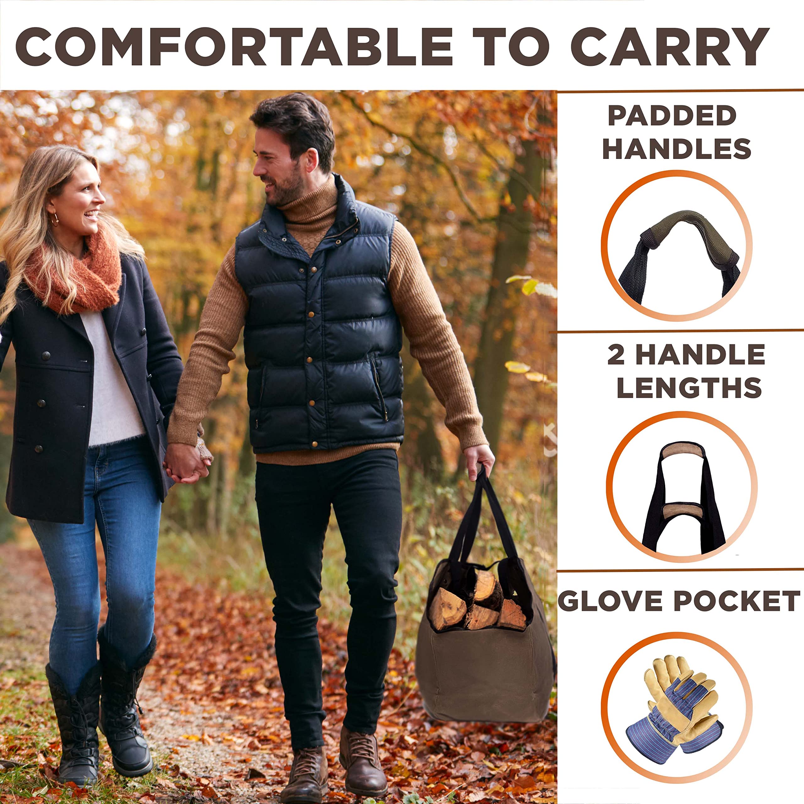 Outdoor 360 Firewood Bag Carrier - Extra Large Wood Bag For Firewood-Water Resistant Carrying Bag With Padded Handles & A Handy