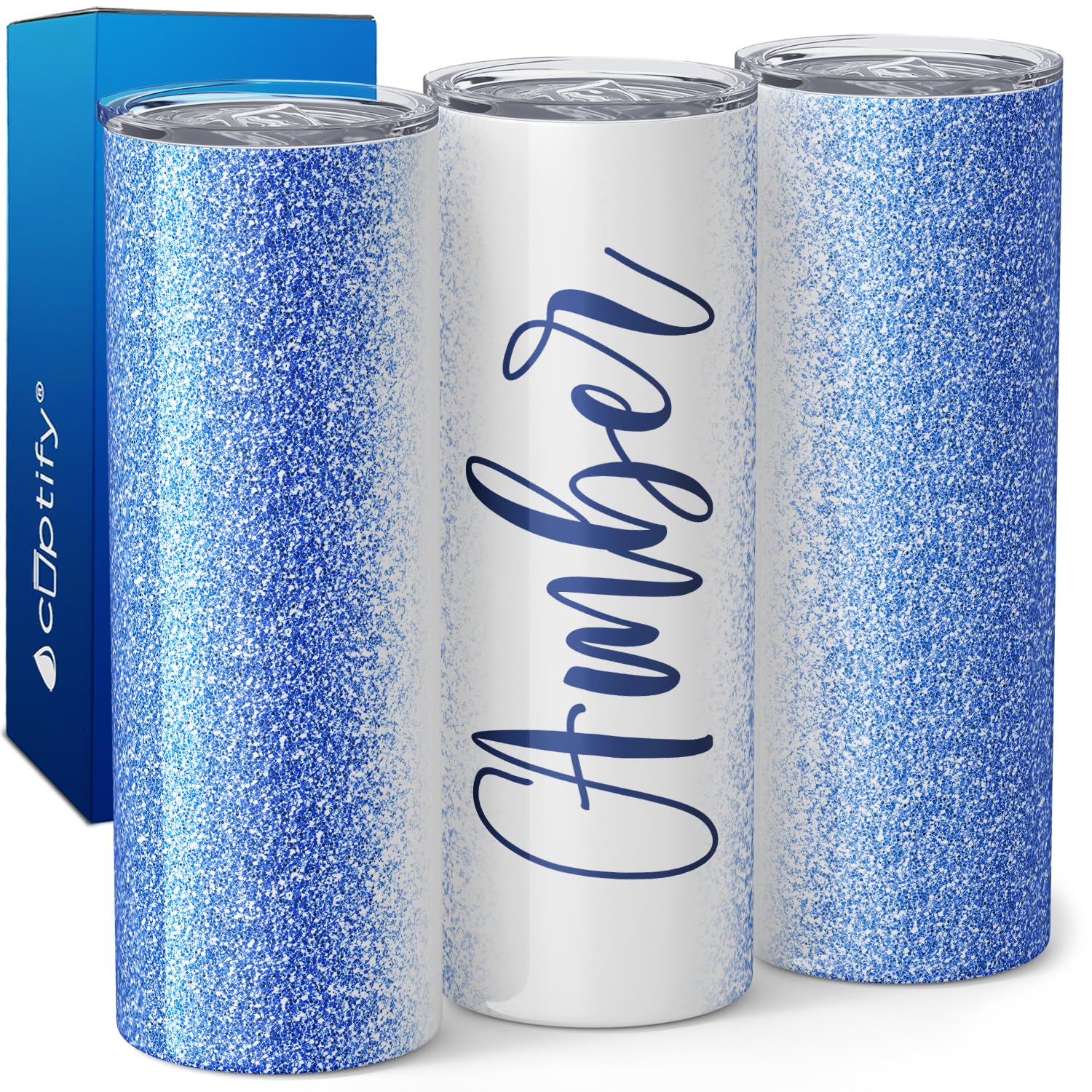 Personalized Tumblers With Straw And Lid Laser Engraved Name On Midnight Gloss 20 Oz Stainless Steel Skinny Custom Cups For Wome