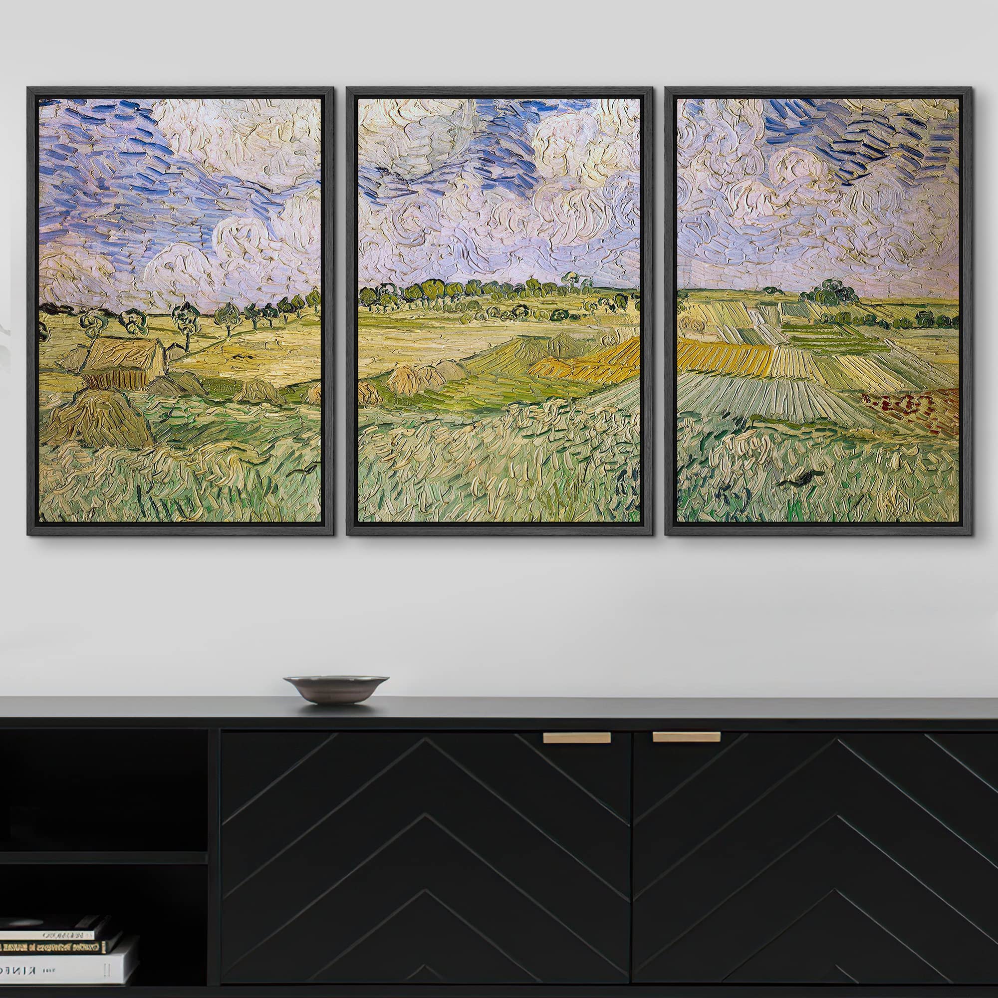 Wall26 Framed Canvas Print Wall Art Set Plain Of Auvers Vincent Van Gogh Classical Illustrations Fine Art Decorative Historic Fo