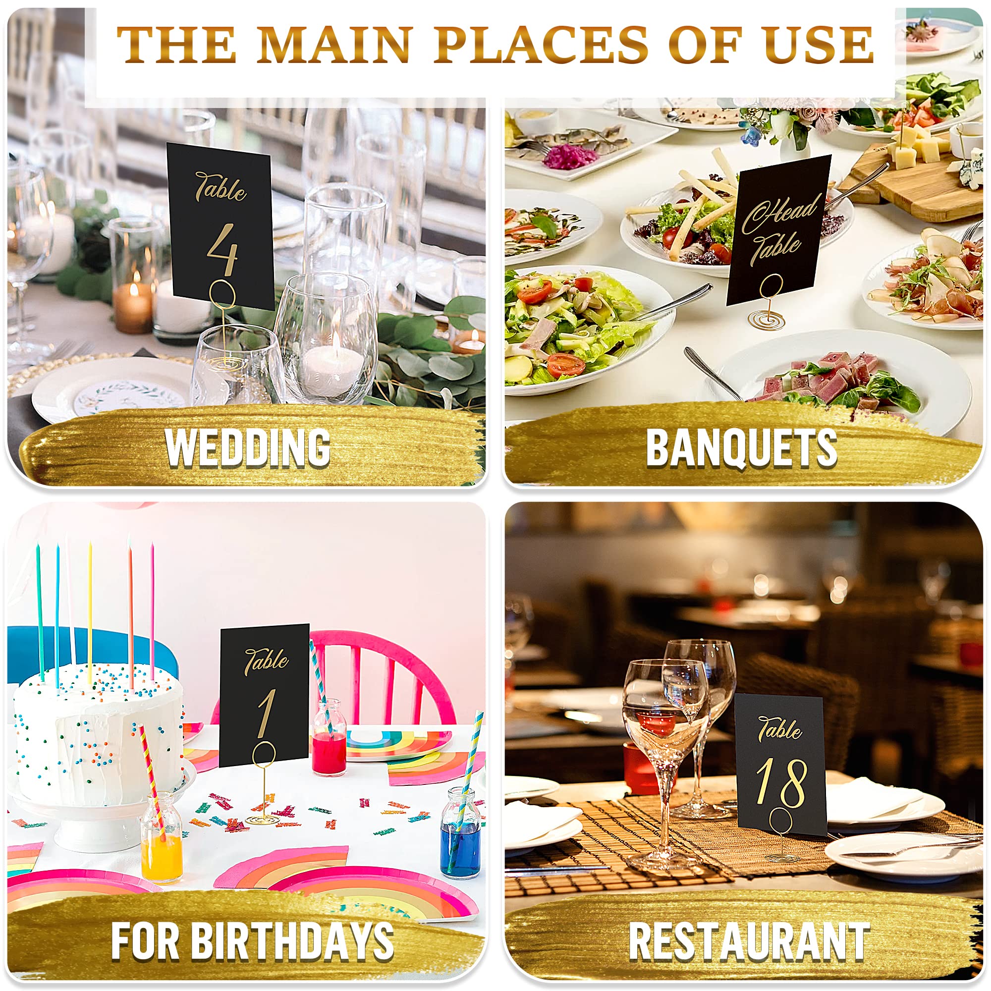 Black Wedding Table Numbers 1-30 With Gold Foil Letters - Table Number Cards 4X6 With Head & Gift Table - Wedding Numbers For Ta